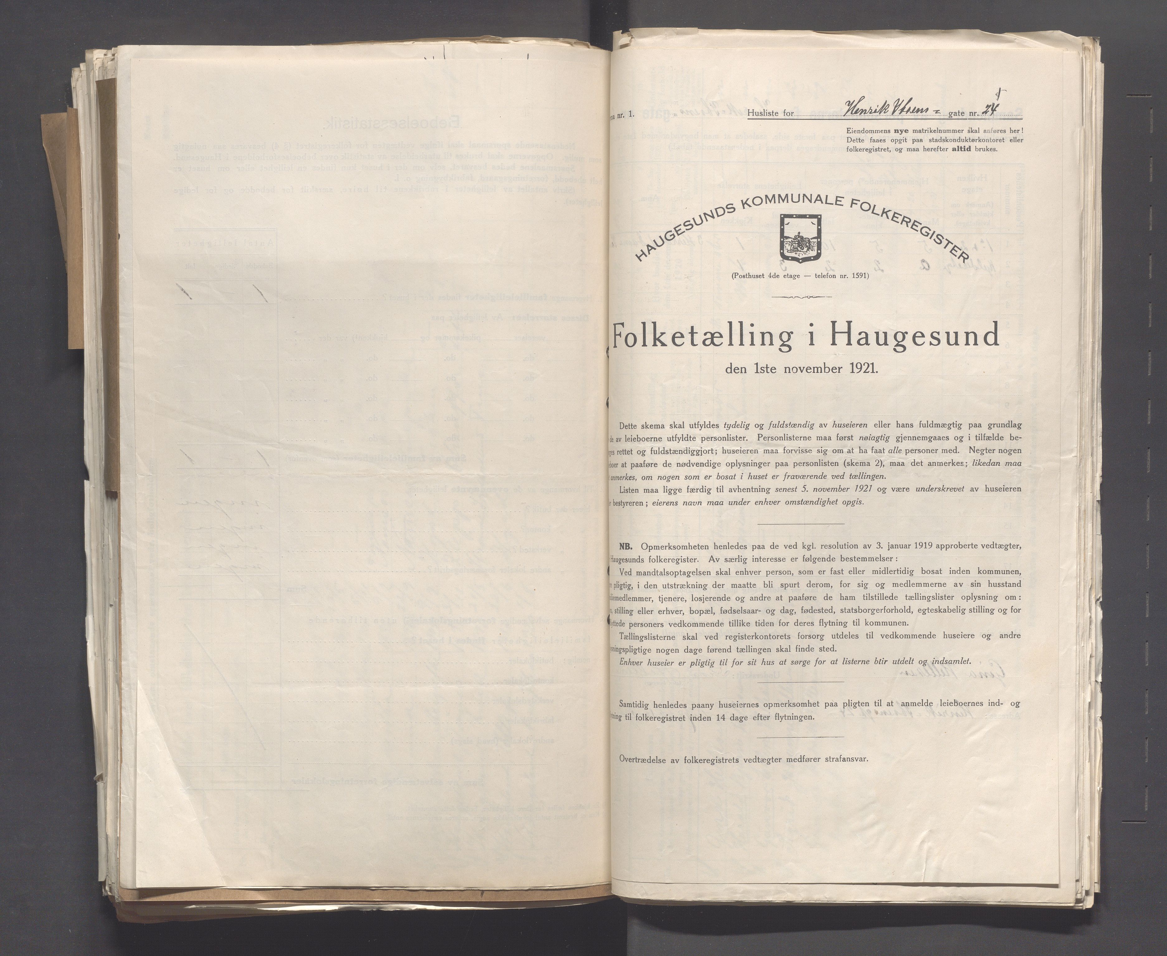 IKAR, Local census 1.11.1921 for Haugesund, 1921, p. 2182