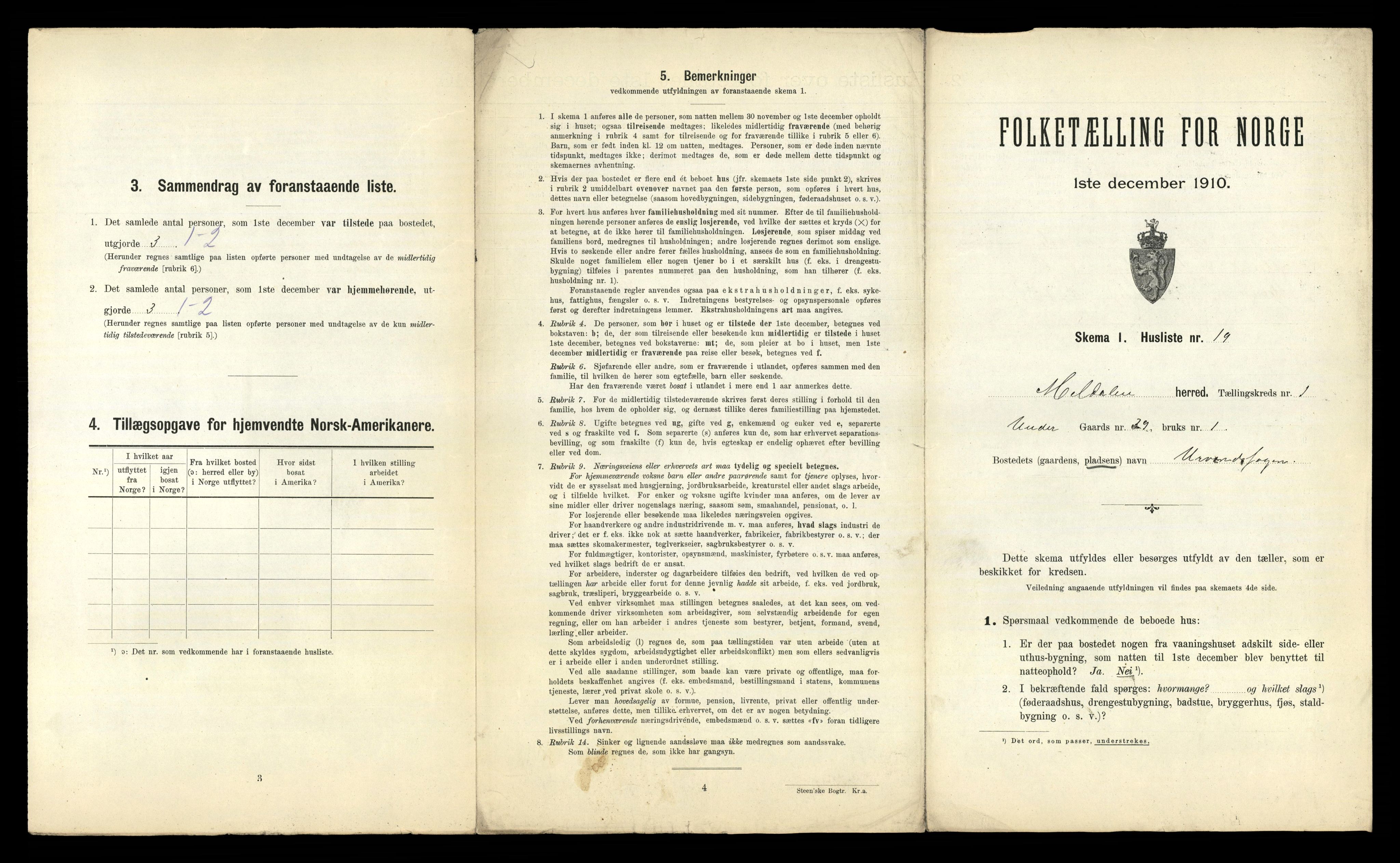 RA, 1910 census for Meldal, 1910, p. 83