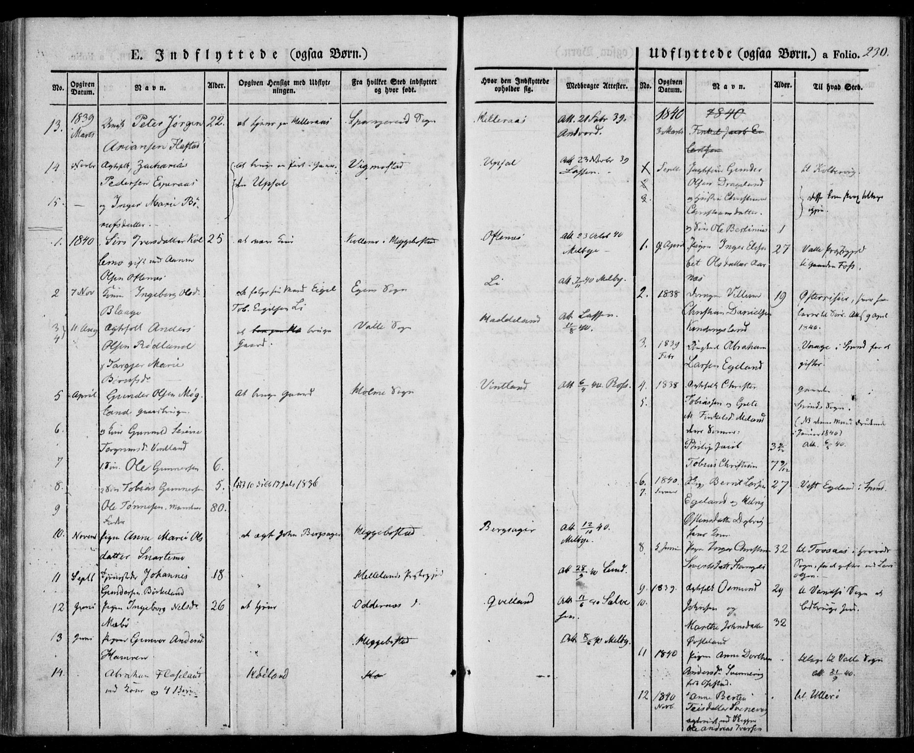 Lyngdal sokneprestkontor, AV/SAK-1111-0029/F/Fa/Fac/L0008: Parish register (official) no. A 8, 1837-1852, p. 230