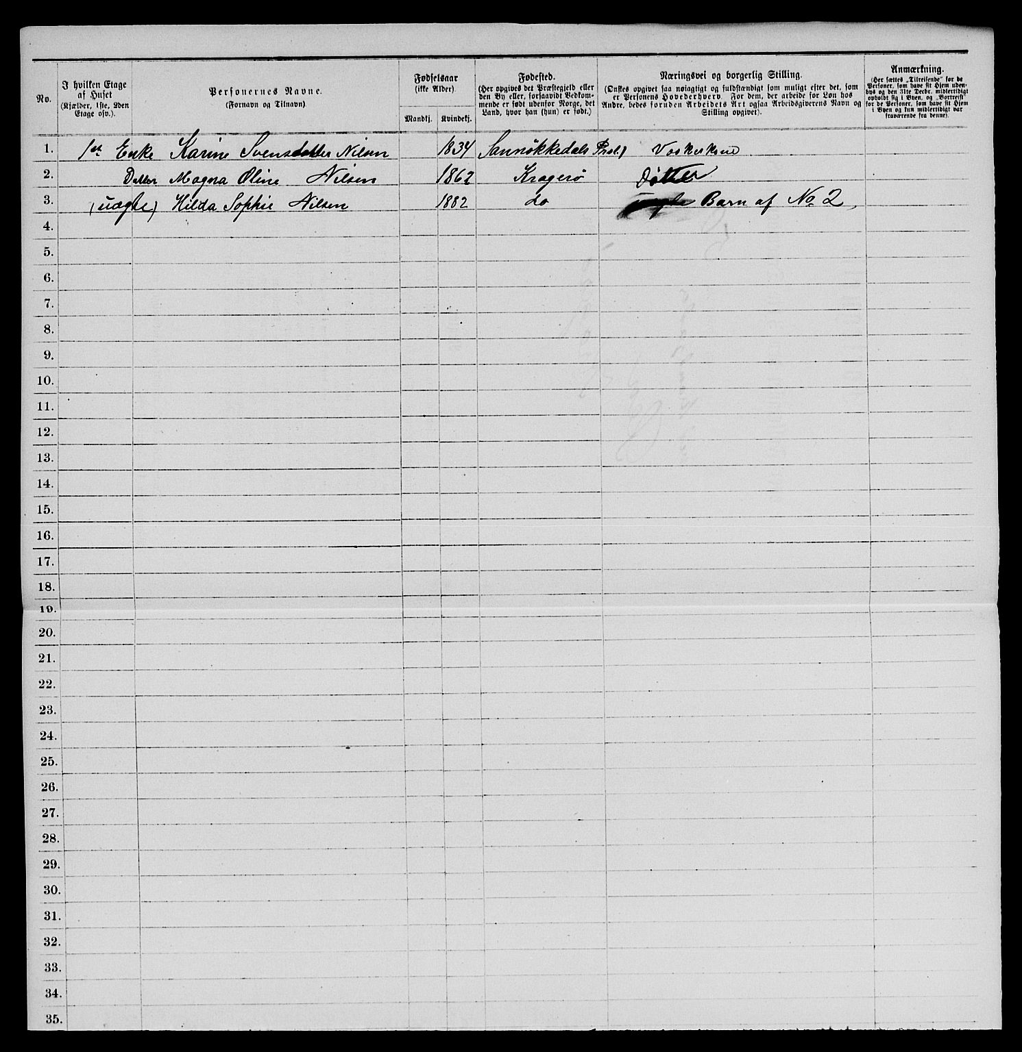 SAKO, 1885 census for 0801 Kragerø, 1885, p. 557