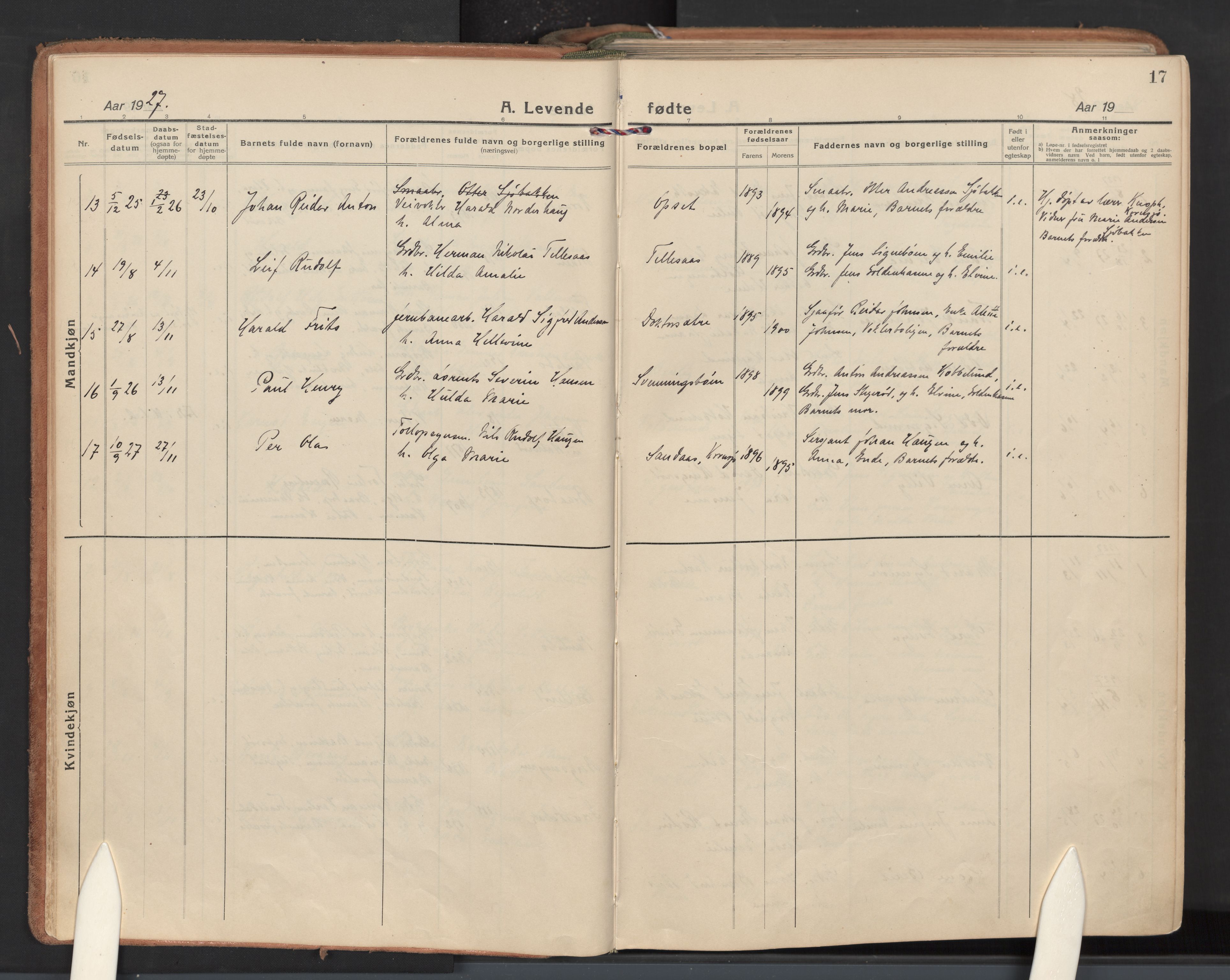 Idd prestekontor Kirkebøker, AV/SAO-A-10911/F/Fb/L0003: Parish register (official) no. II 3, 1923-1972, p. 17