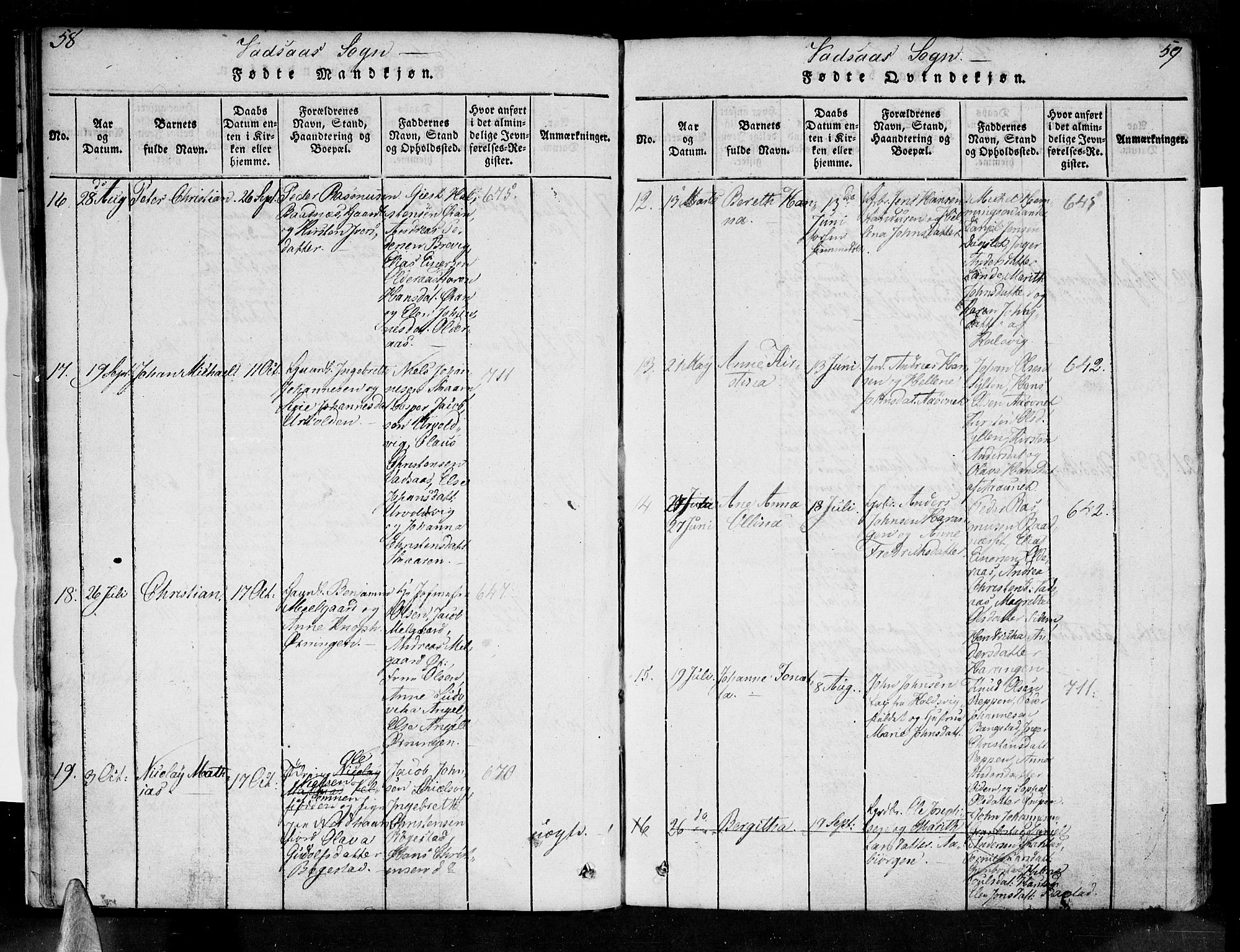 Ministerialprotokoller, klokkerbøker og fødselsregistre - Nordland, AV/SAT-A-1459/810/L0142: Parish register (official) no. 810A06 /1, 1819-1841, p. 58-59