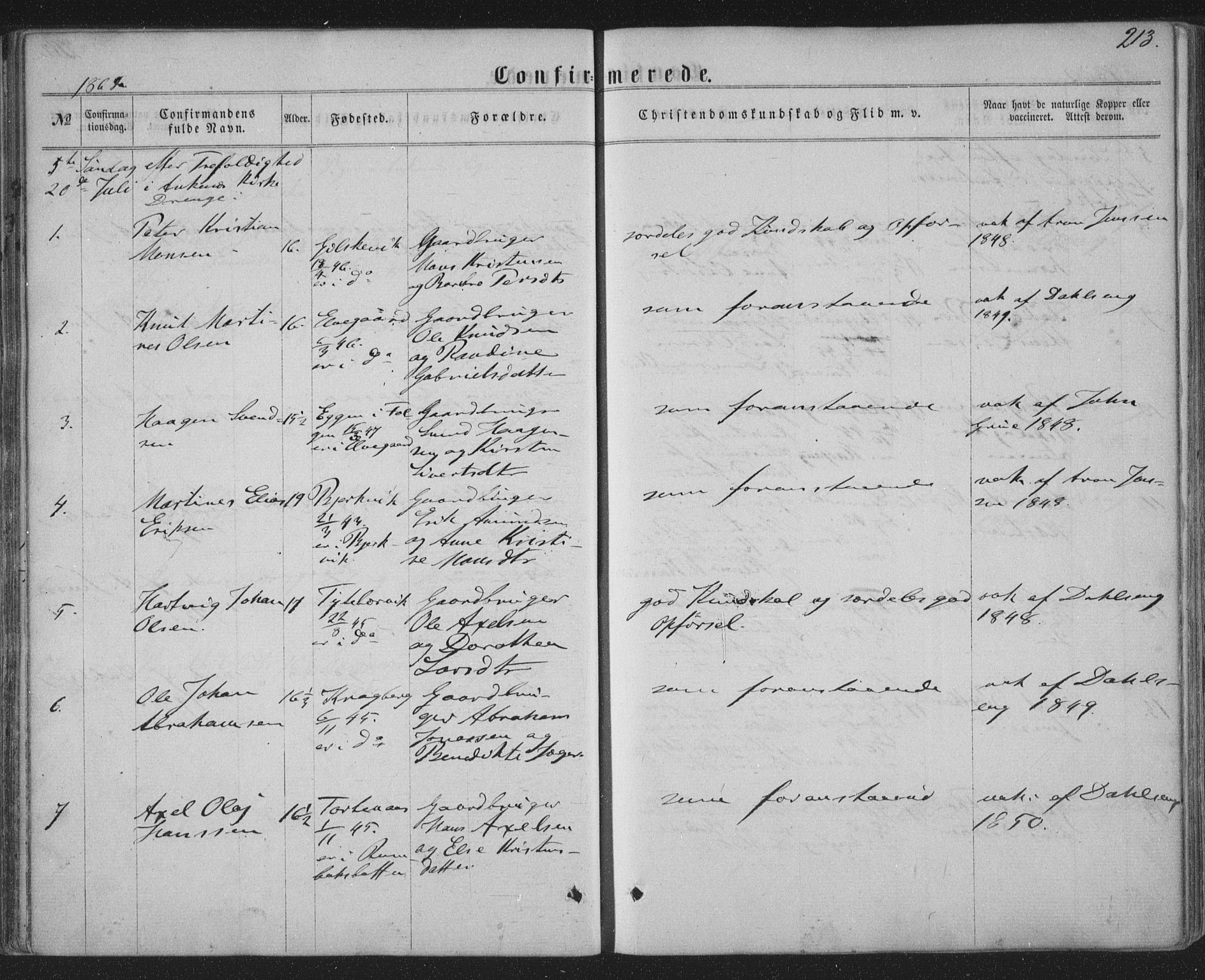 Ministerialprotokoller, klokkerbøker og fødselsregistre - Nordland, SAT/A-1459/863/L0896: Parish register (official) no. 863A08, 1861-1871, p. 213