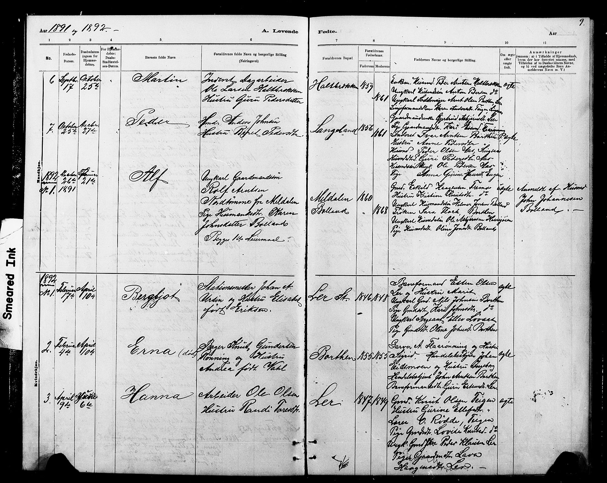 Ministerialprotokoller, klokkerbøker og fødselsregistre - Sør-Trøndelag, SAT/A-1456/693/L1123: Parish register (copy) no. 693C04, 1887-1910, p. 9
