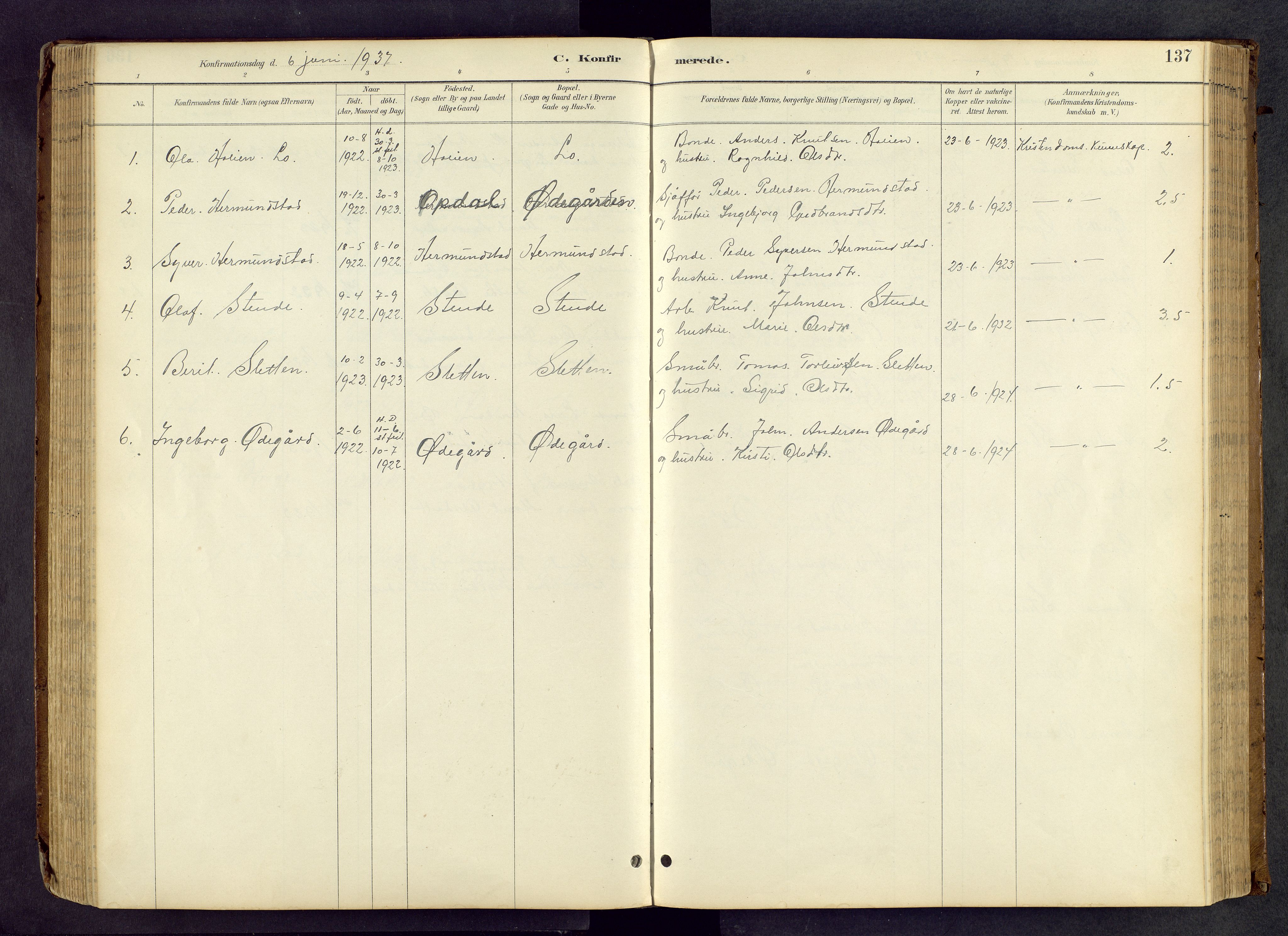 Vang prestekontor, Valdres, SAH/PREST-140/H/Hb/L0005: Parish register (copy) no. 5, 1889-1945, p. 137