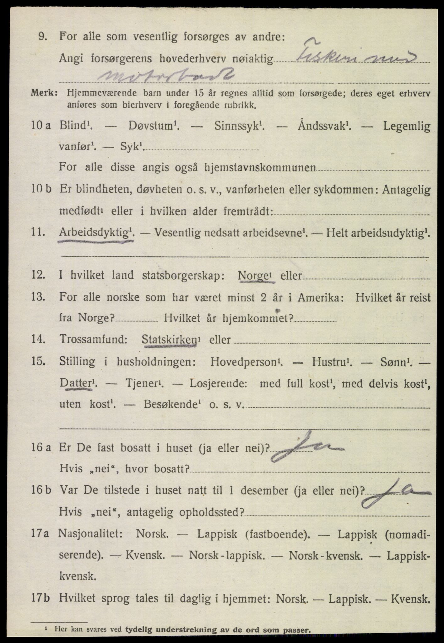 SAT, 1920 census for Lurøy, 1920, p. 1812