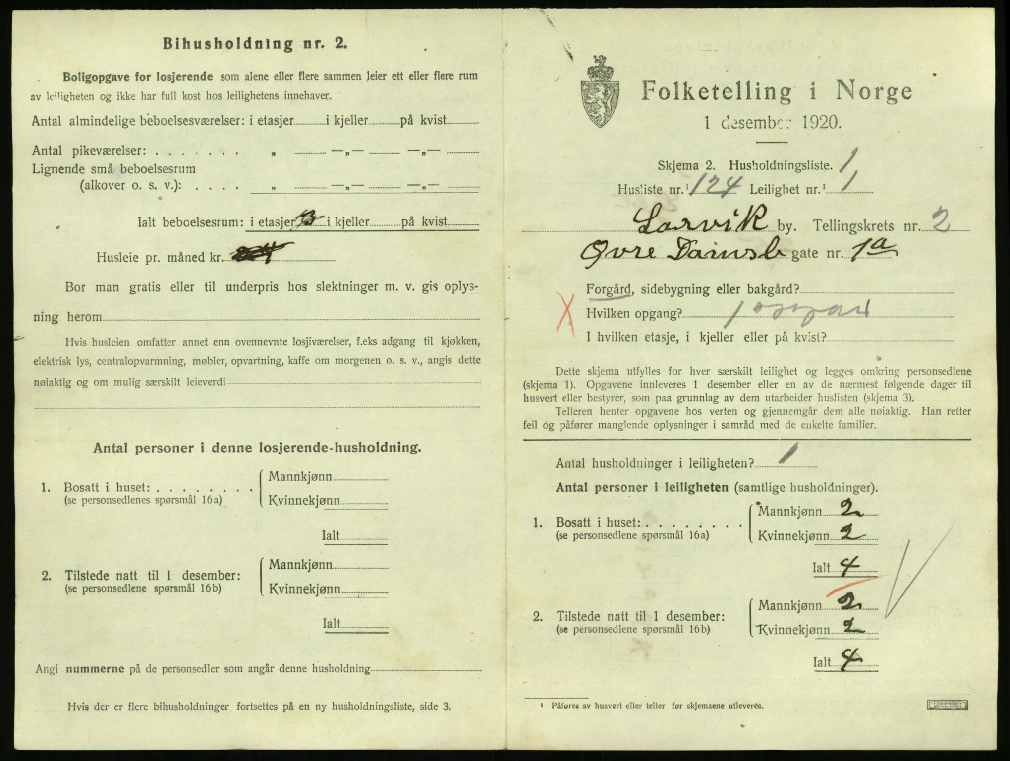 SAKO, 1920 census for Larvik, 1920, p. 3842