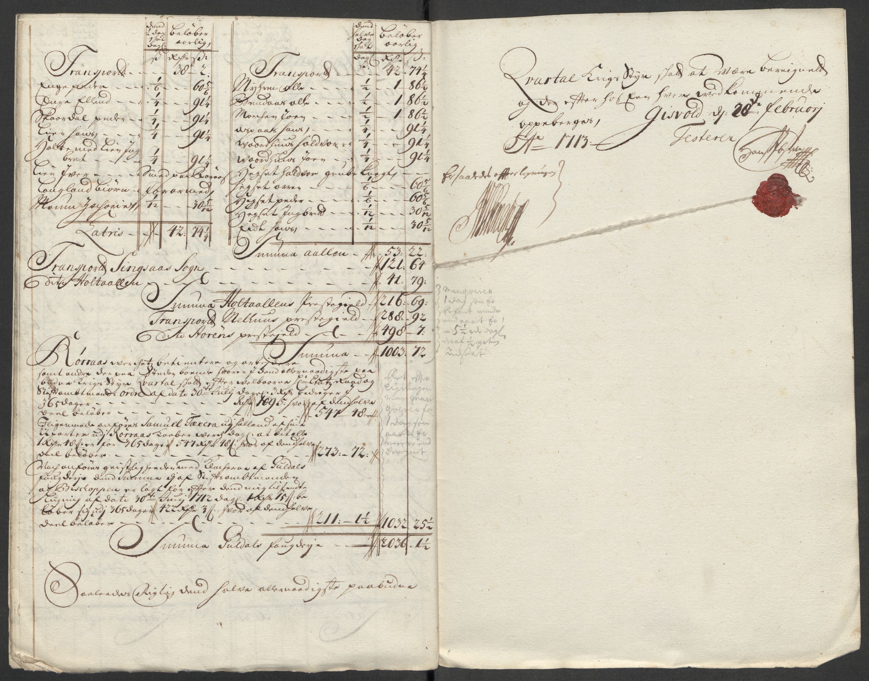 Rentekammeret inntil 1814, Reviderte regnskaper, Fogderegnskap, AV/RA-EA-4092/R60/L3963: Fogderegnskap Orkdal og Gauldal, 1712, p. 318