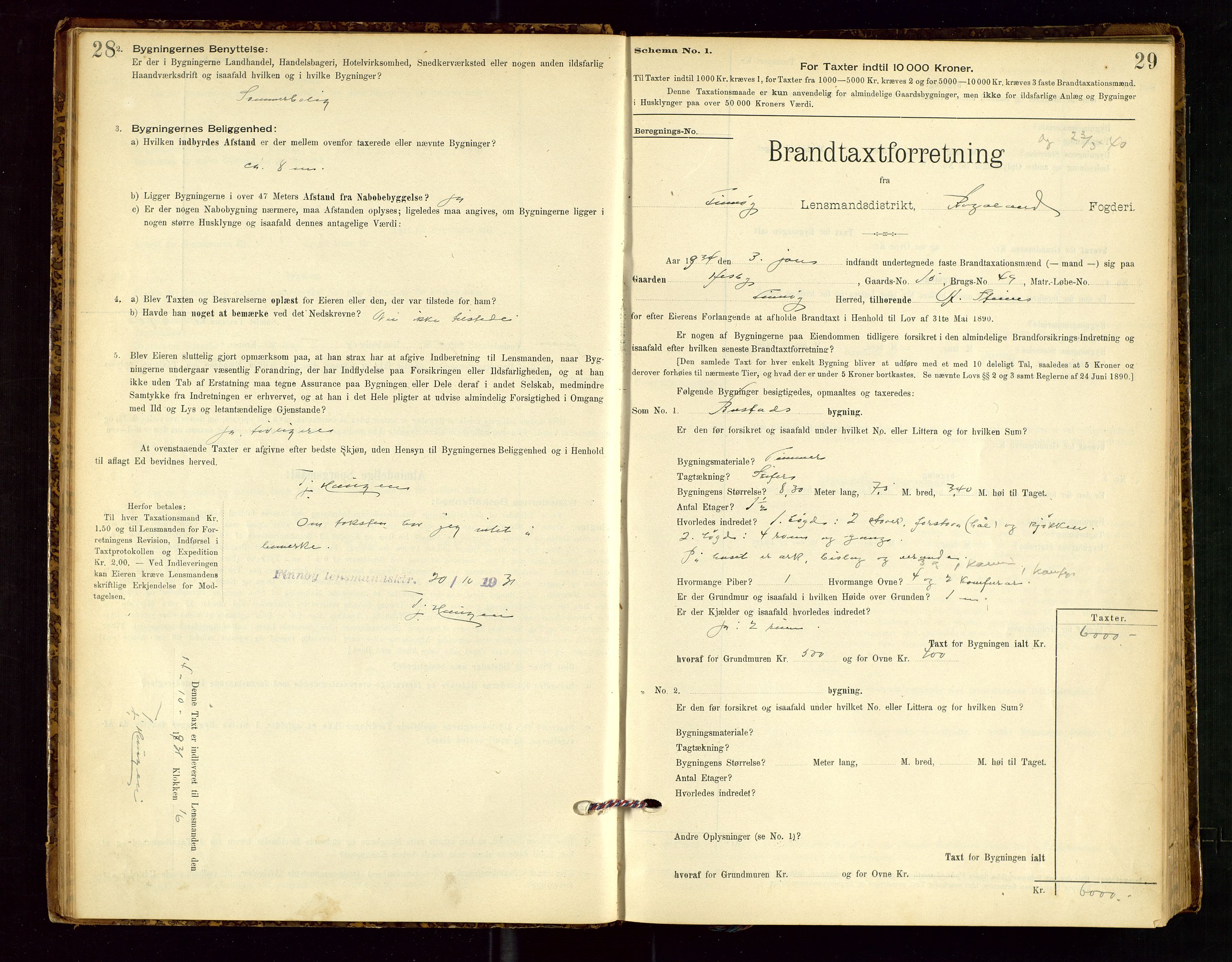 Finnøy lensmannskontor, SAST/A-100442/Goa/L0003: Branntakstprotokoll - skjemaprotokoll, 1896-1954, p. 28-29