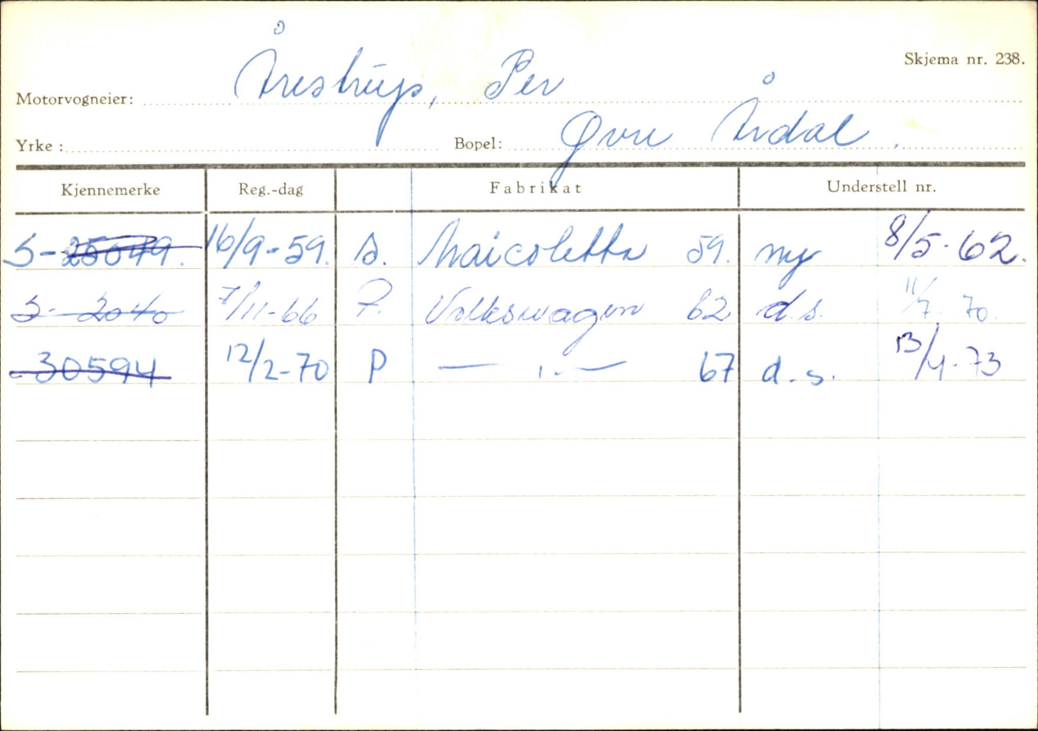 Statens vegvesen, Sogn og Fjordane vegkontor, AV/SAB-A-5301/4/F/L0146: Registerkort Årdal R-Å samt diverse kort, 1945-1975, p. 1509