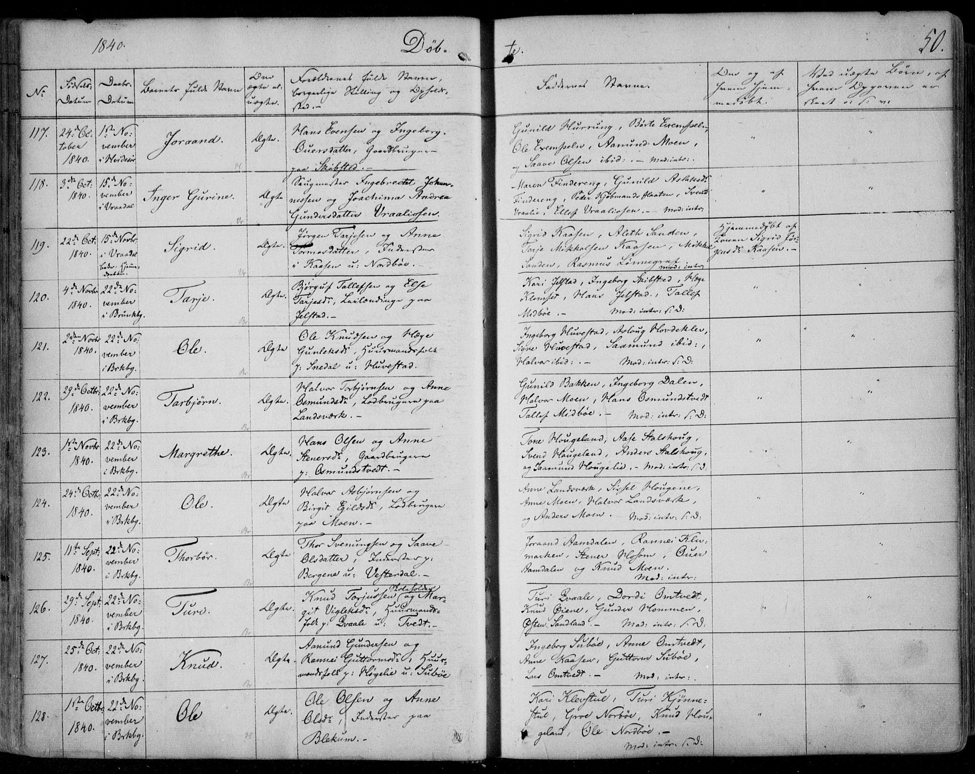 Kviteseid kirkebøker, SAKO/A-276/F/Fa/L0006: Parish register (official) no. I 6, 1836-1858, p. 50