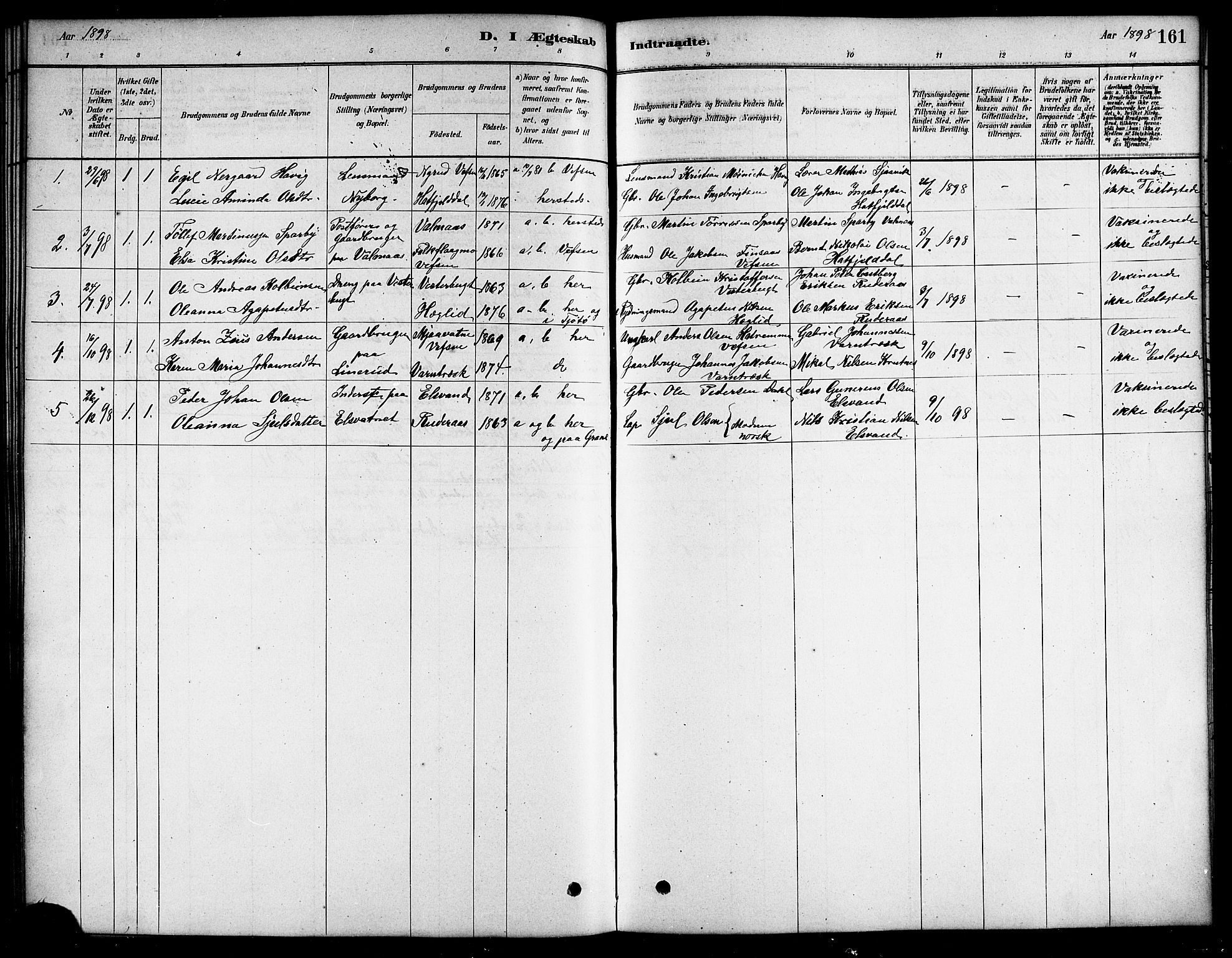 Ministerialprotokoller, klokkerbøker og fødselsregistre - Nordland, SAT/A-1459/823/L0330: Parish register (copy) no. 823C02, 1879-1916, p. 161