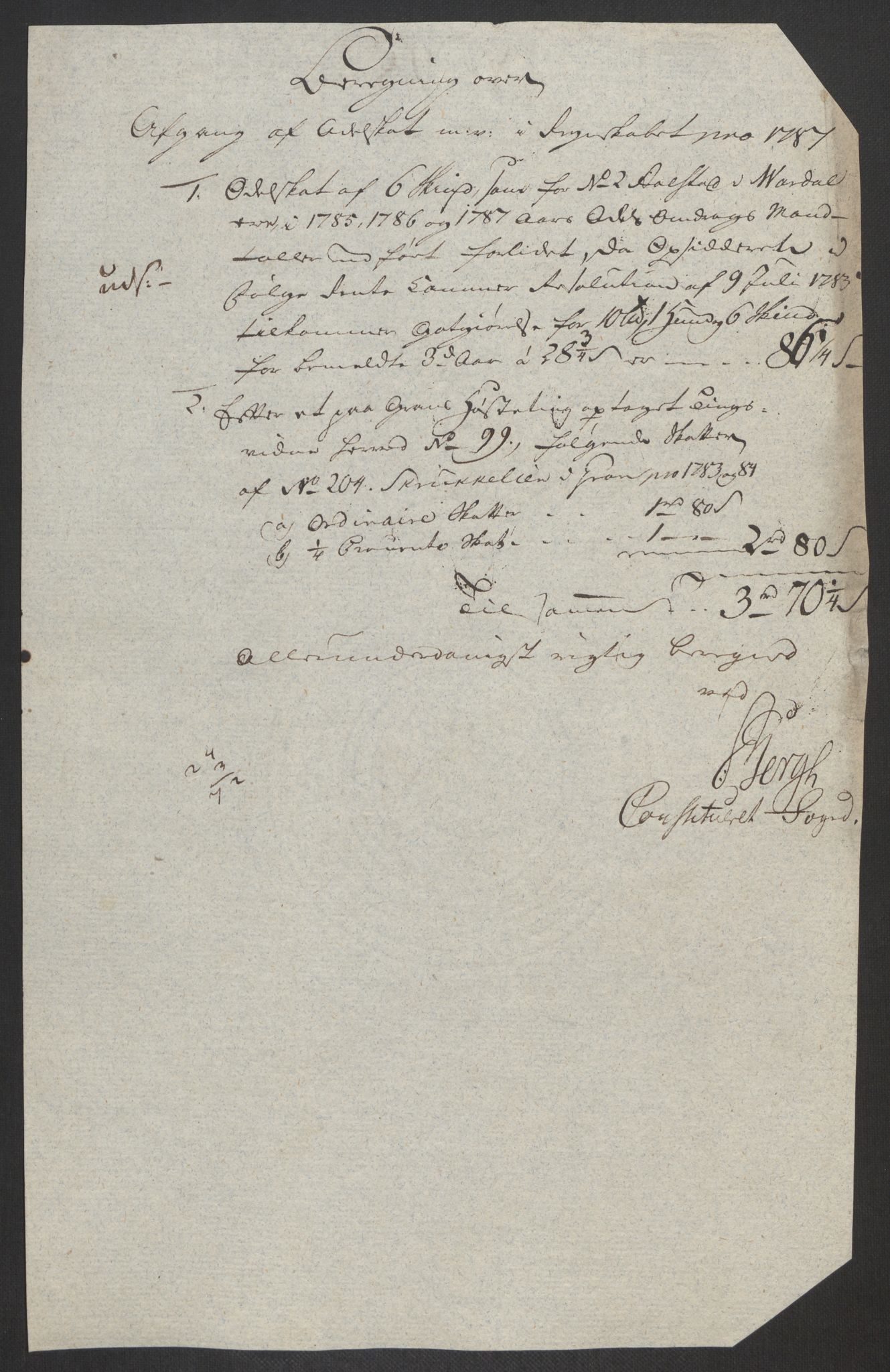 Rentekammeret inntil 1814, Reviderte regnskaper, Fogderegnskap, AV/RA-EA-4092/R19/L1374: Fogderegnskap Toten, Hadeland og Vardal, 1787, p. 288