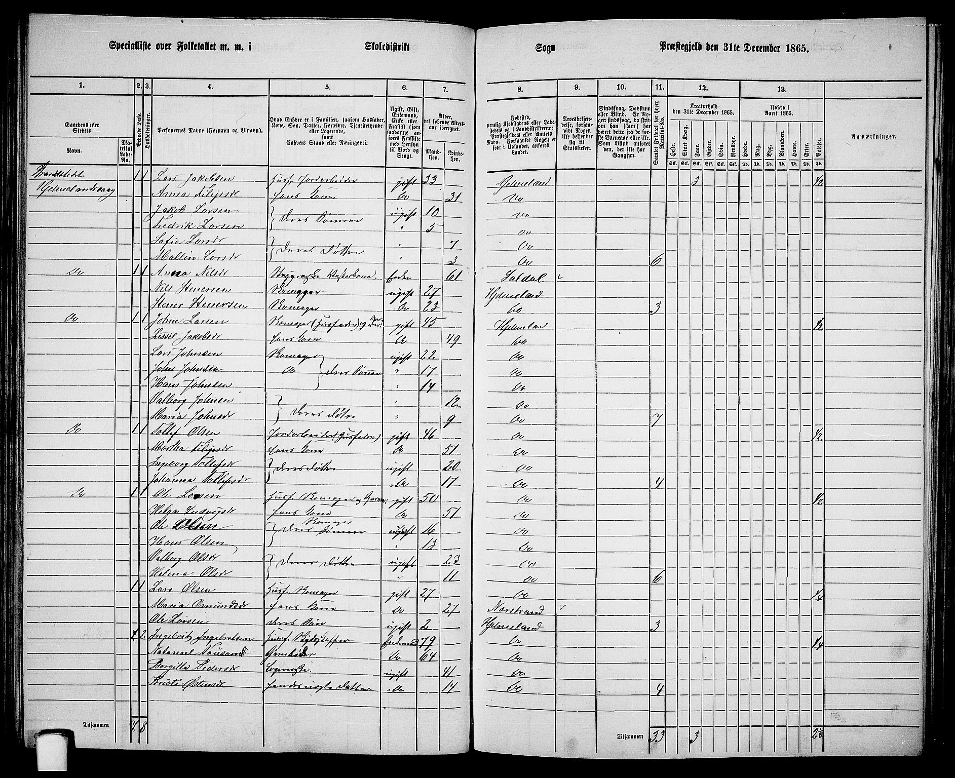 RA, 1865 census for Hjelmeland, 1865, p. 89