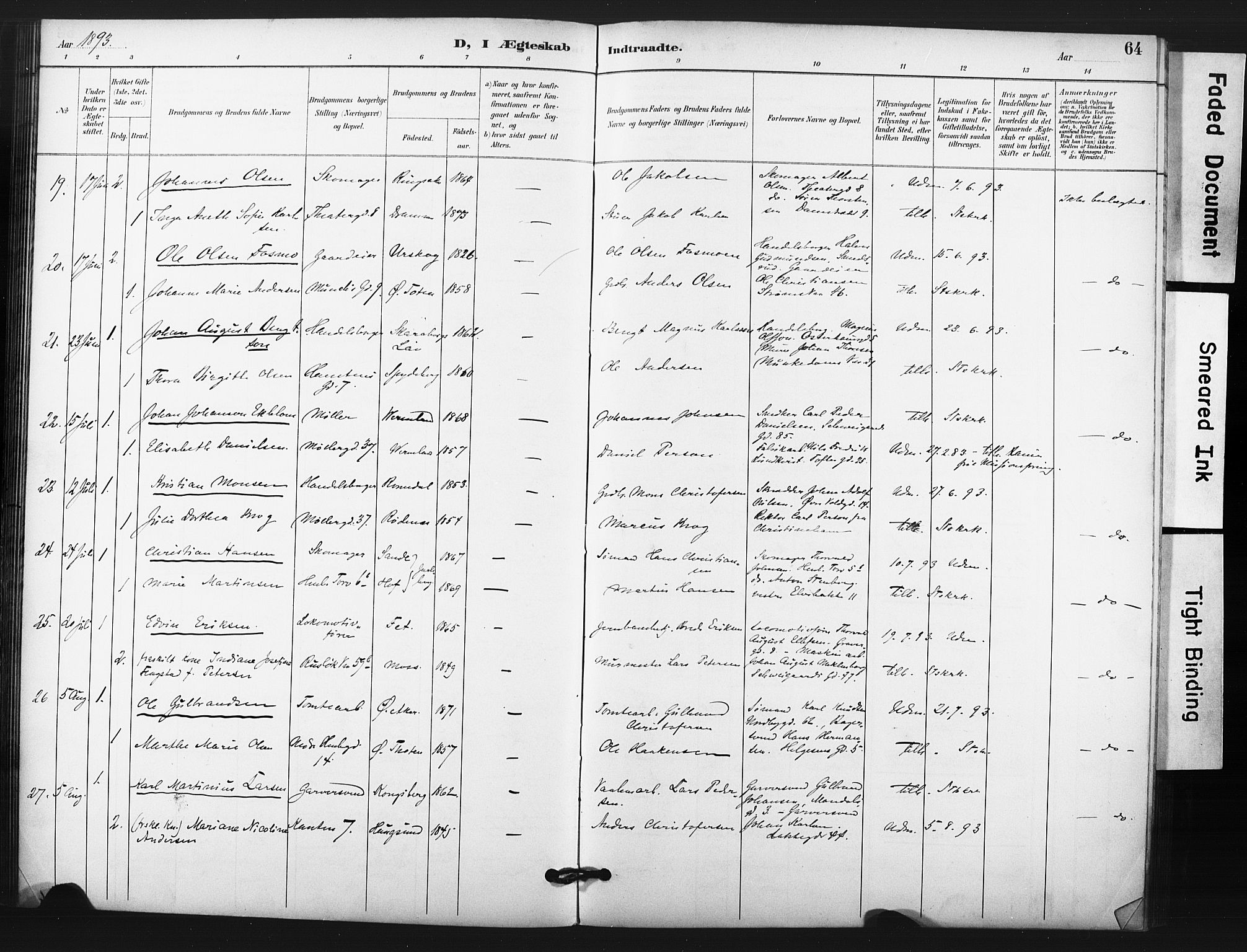 Trefoldighet prestekontor Kirkebøker, AV/SAO-A-10882/F/Fg/L0001: Parish register (official) no. VII 1, 1892-1923, p. 64