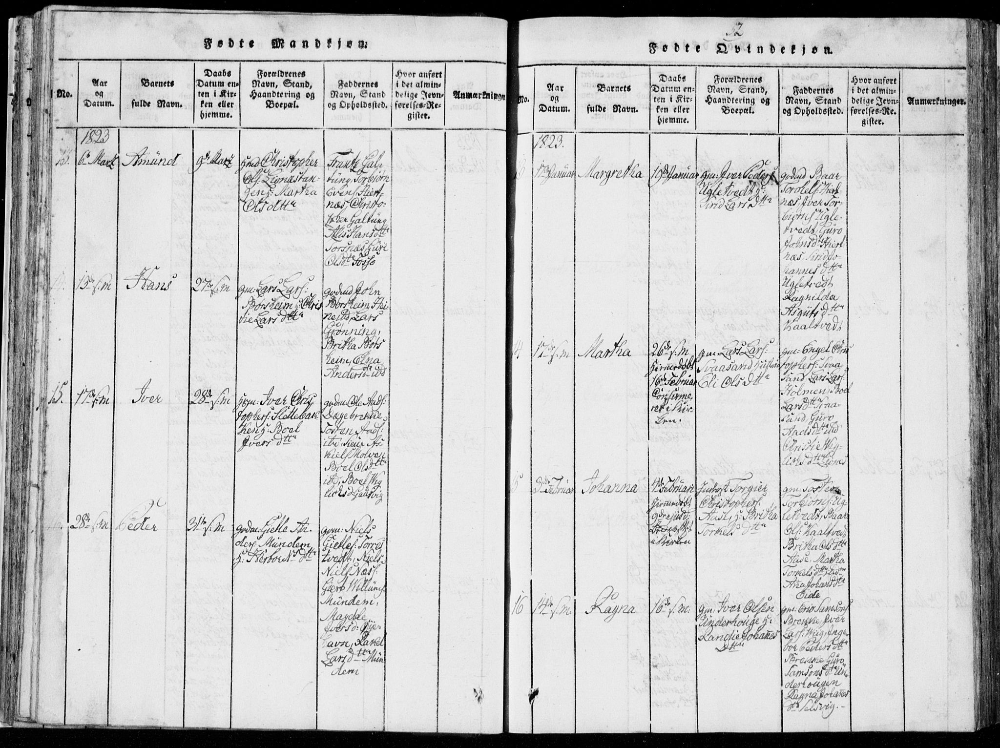 Strandebarm sokneprestembete, AV/SAB-A-78401/H/Hab: Parish register (copy) no. A  1, 1816-1826, p. 52