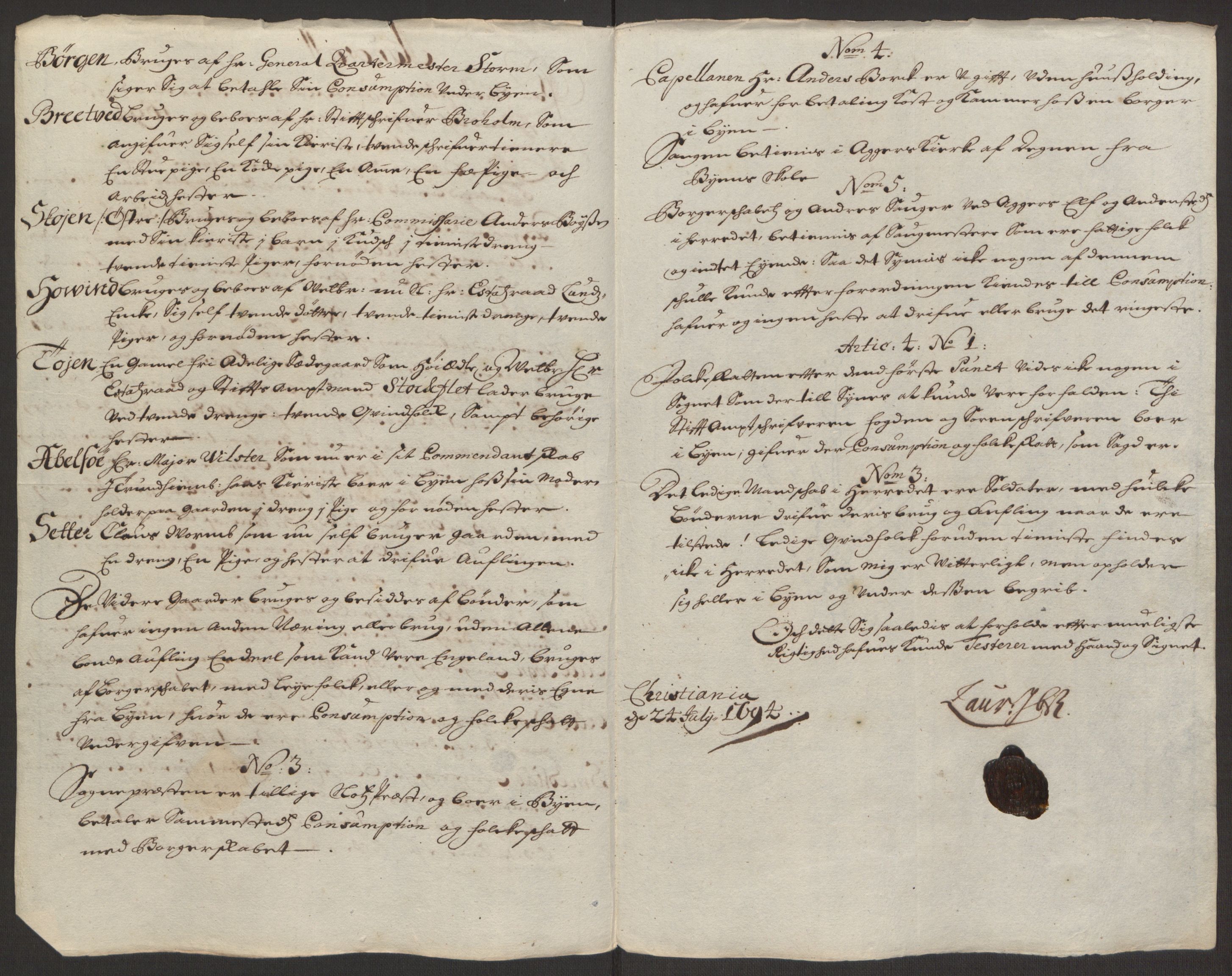 Rentekammeret inntil 1814, Reviderte regnskaper, Fogderegnskap, AV/RA-EA-4092/R10/L0438: Fogderegnskap Aker og Follo, 1694, p. 208