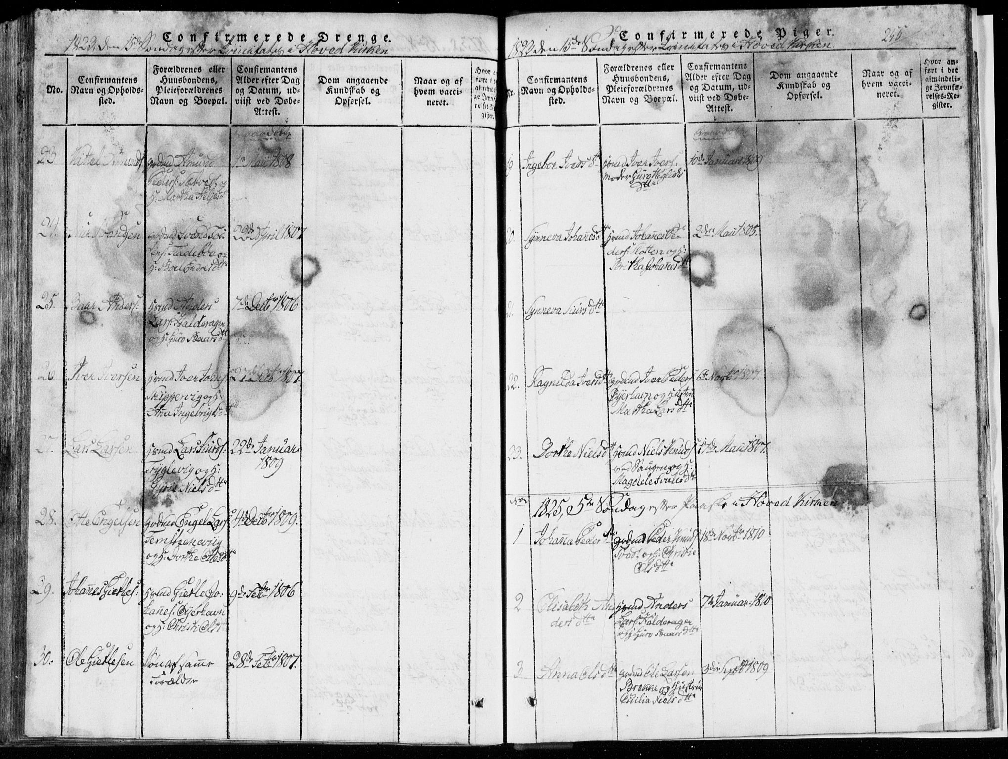 Strandebarm sokneprestembete, AV/SAB-A-78401/H/Hab: Parish register (copy) no. A  1, 1816-1826, p. 255