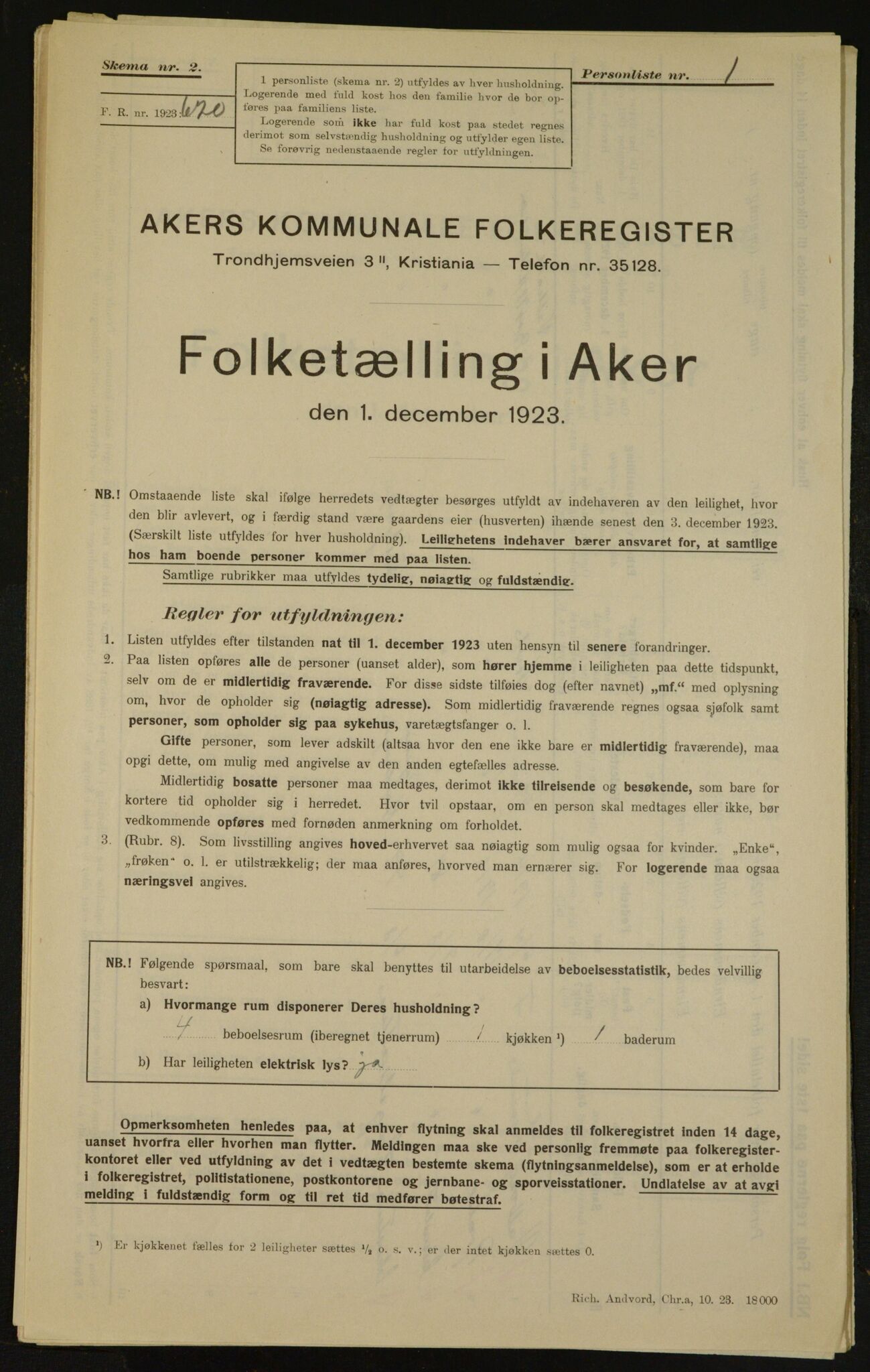 , Municipal Census 1923 for Aker, 1923, p. 3589