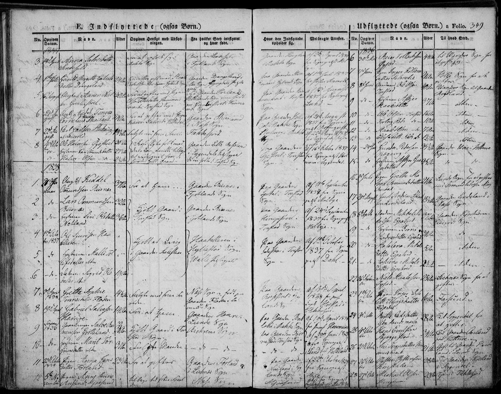 Bakke sokneprestkontor, SAK/1111-0002/F/Fa/Faa/L0004: Parish register (official) no. A 4, 1834-1846, p. 349