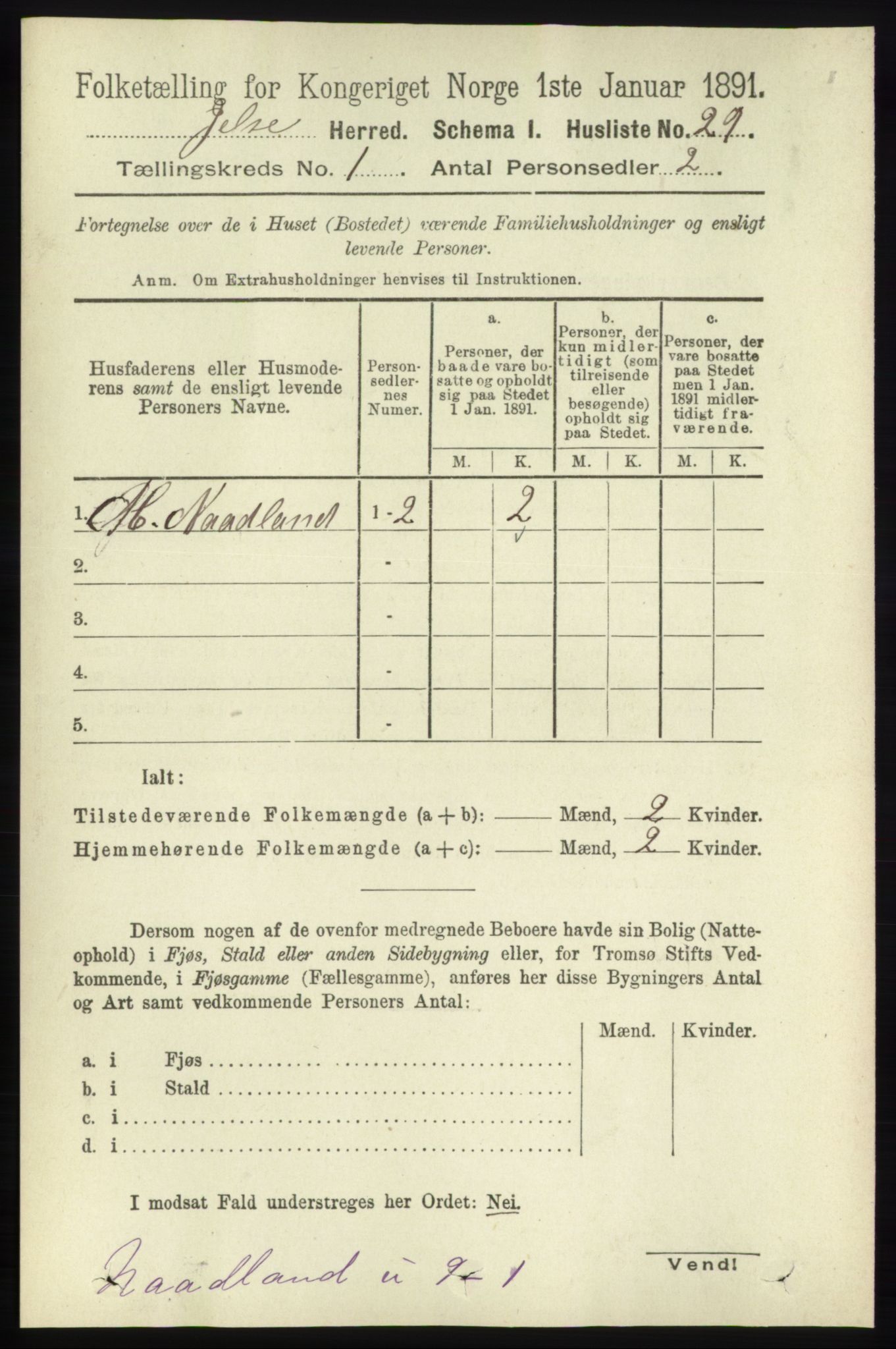 RA, 1891 census for 1138 Jelsa, 1891, p. 58