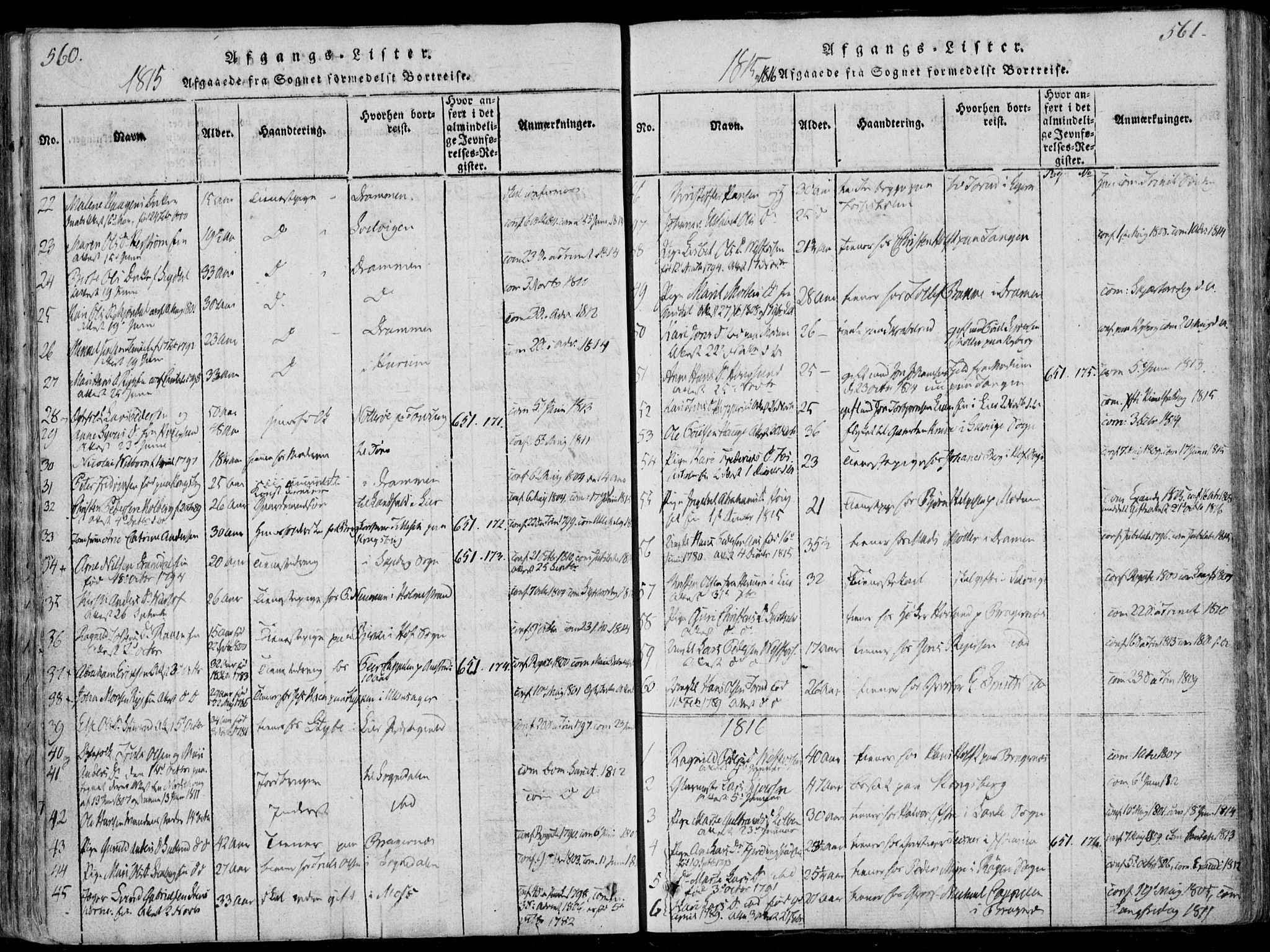 Eiker kirkebøker, SAKO/A-4/F/Fa/L0011: Parish register (official) no. I 11, 1814-1827, p. 560-561