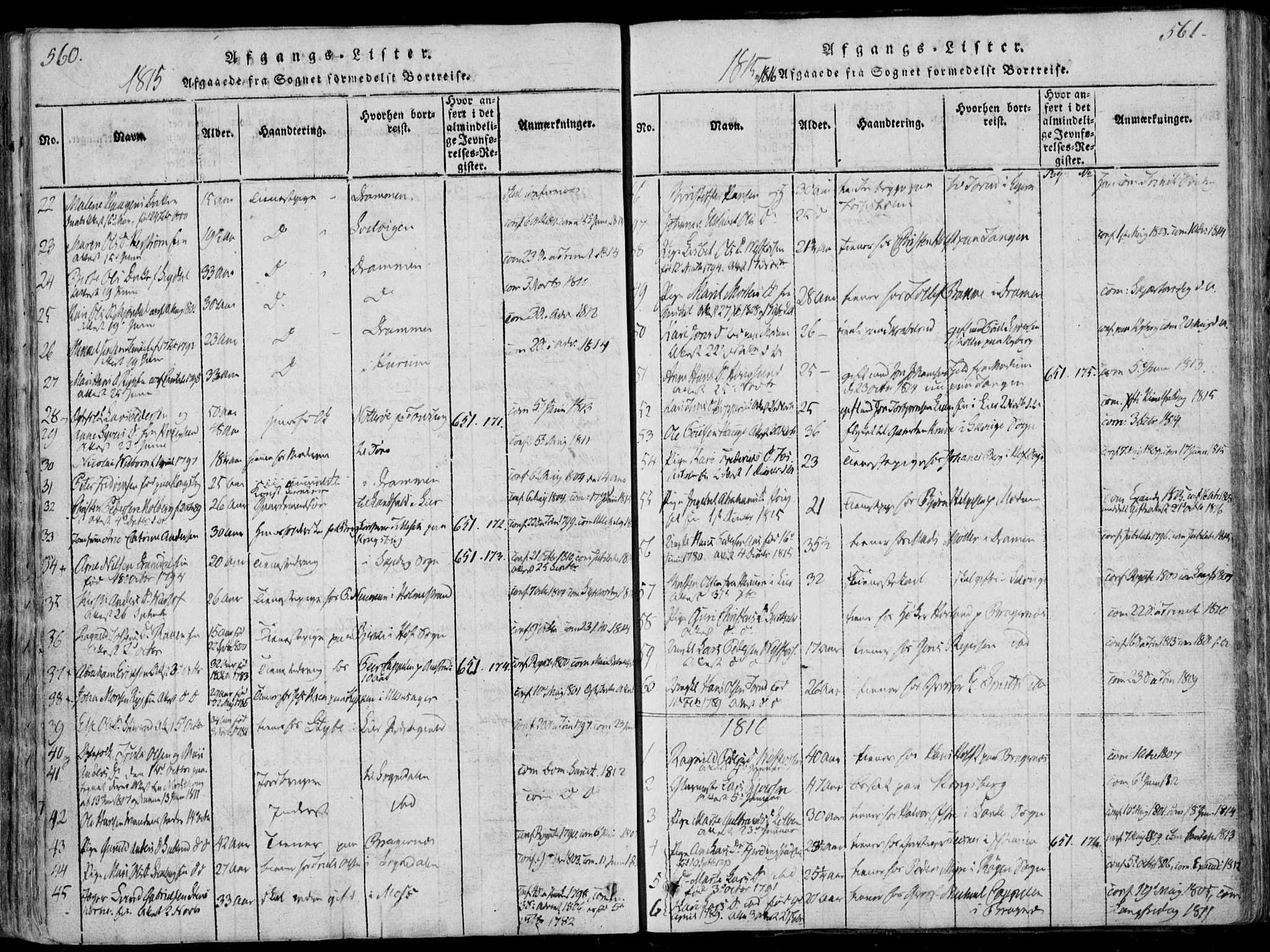 Eiker kirkebøker, AV/SAKO-A-4/F/Fa/L0011: Parish register (official) no. I 11, 1814-1827, p. 560-561