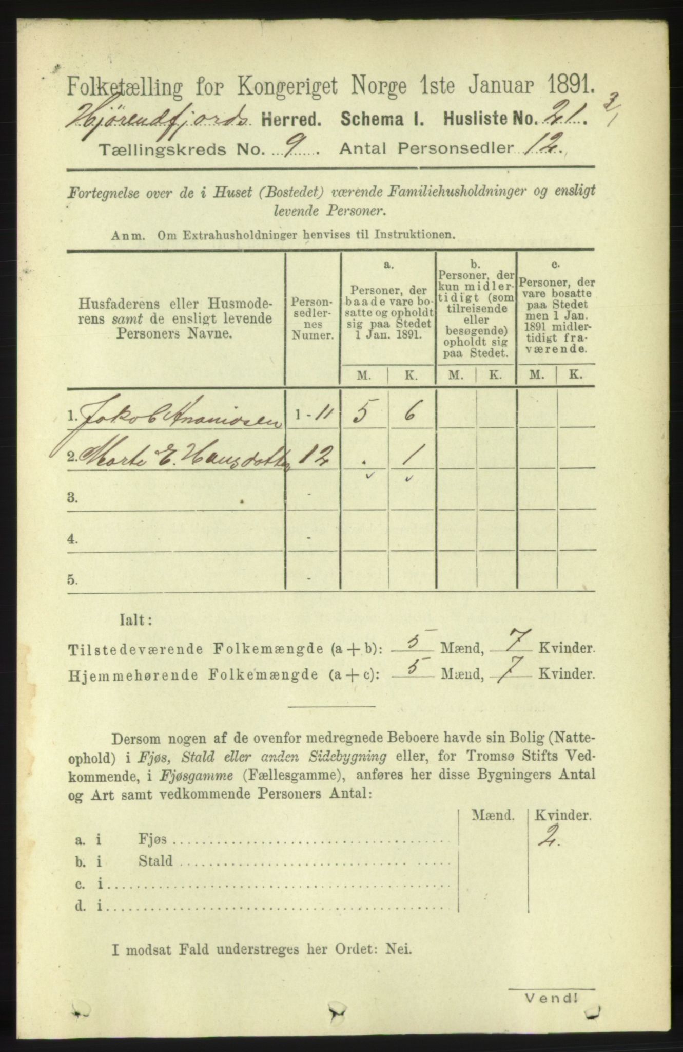 RA, 1891 census for 1522 Hjørundfjord, 1891, p. 2187