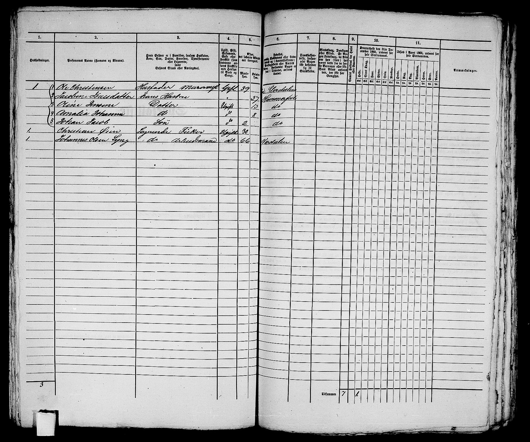 RA, 1865 census for Hammerfest/Hammerfest, 1865, p. 250