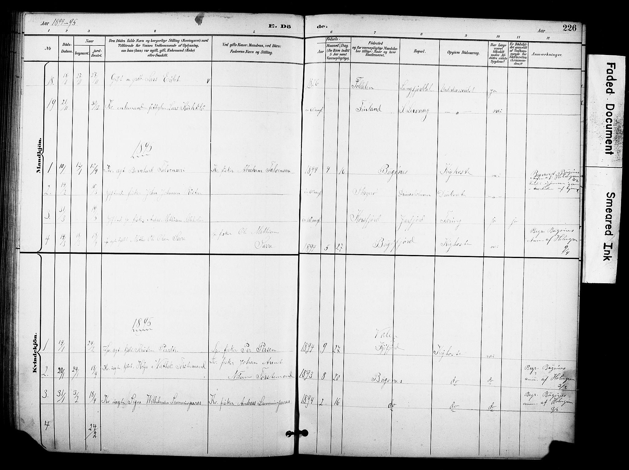 Sør-Varanger sokneprestkontor, AV/SATØ-S-1331/H/Hb/L0004klokker: Parish register (copy) no. 4, 1891-1912, p. 226
