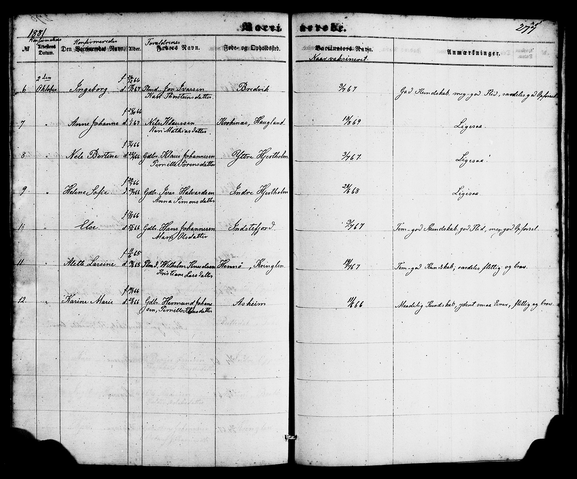 Gulen sokneprestembete, SAB/A-80201/H/Haa/Haac/L0001: Parish register (official) no. C 1, 1859-1881, p. 277
