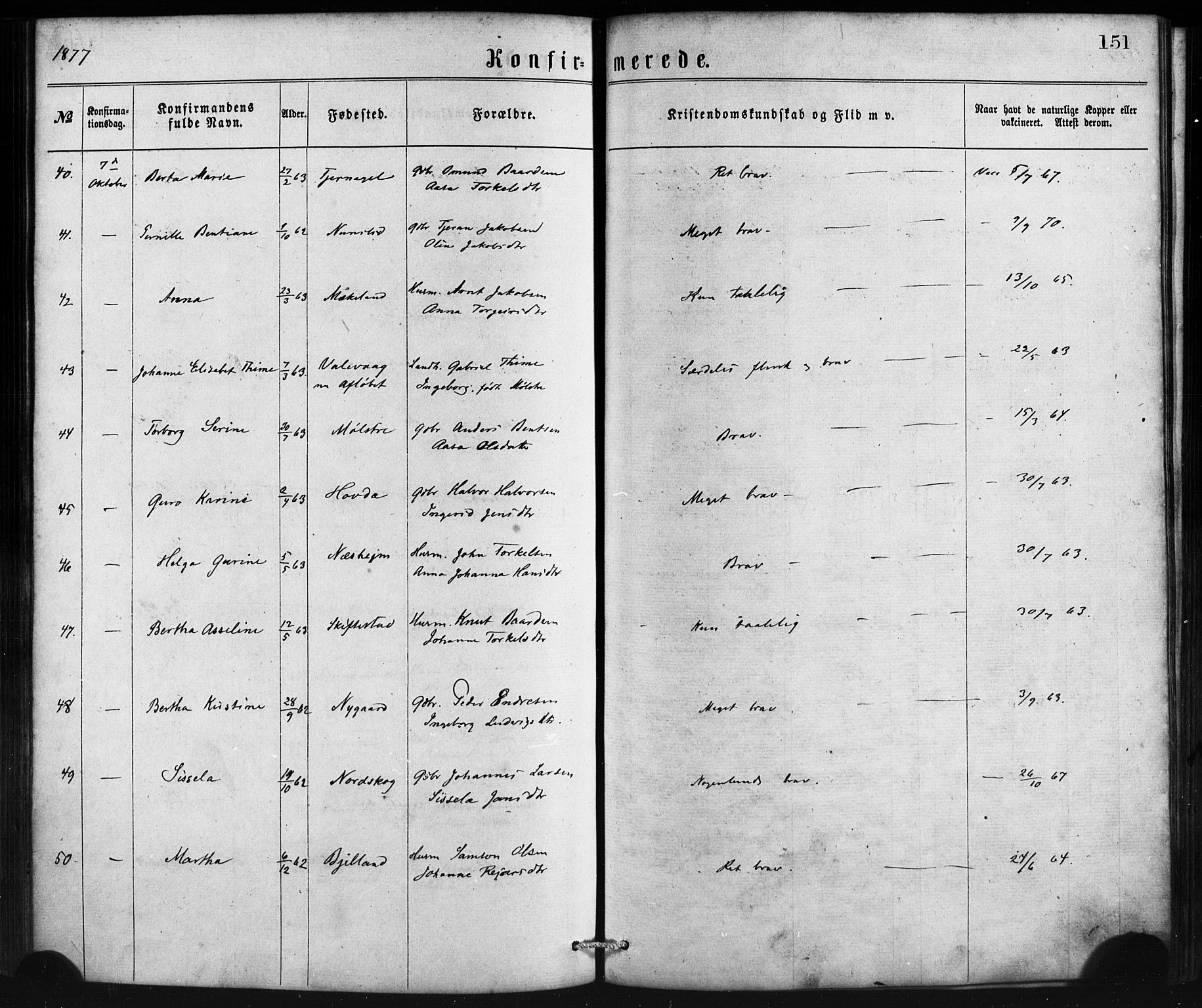 Sveio Sokneprestembete, SAB/A-78501/H/Haa: Parish register (official) no. B 1, 1870-1883, p. 151