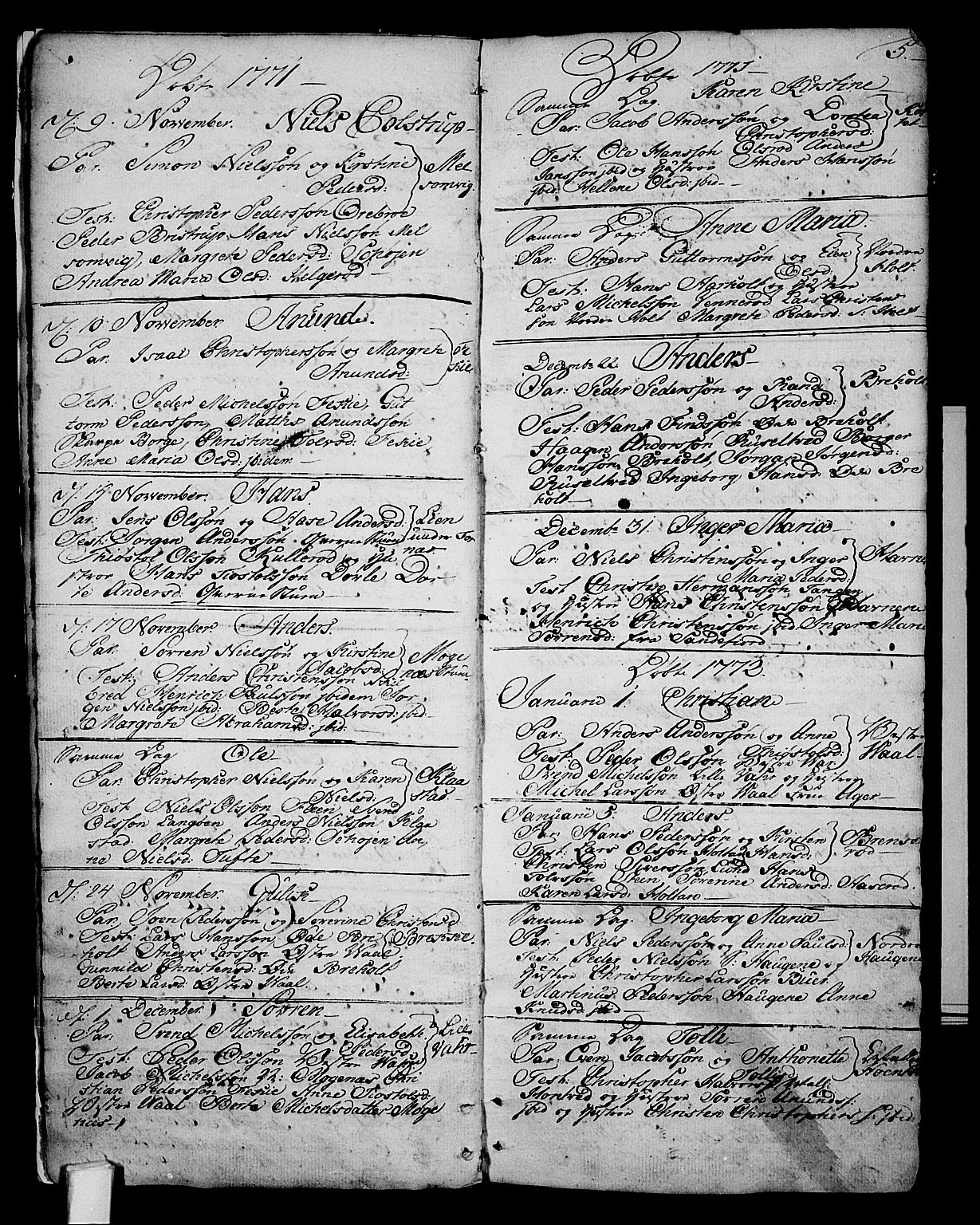 Stokke kirkebøker, AV/SAKO-A-320/F/Fa/L0003: Parish register (official) no. I 3, 1771-1803, p. 5