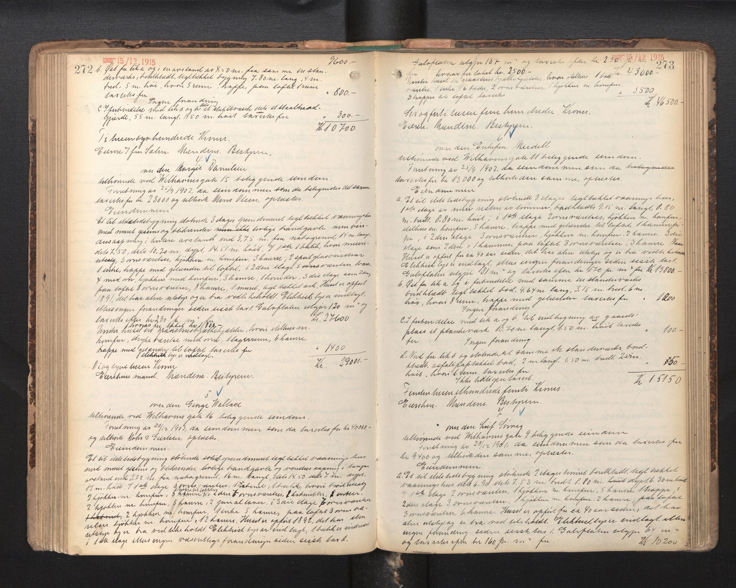 Byfogd og Byskriver i Bergen, AV/SAB-A-3401/11/11Da/L0019: Branntakstprotokoll, 1915-1916, p. 272-273