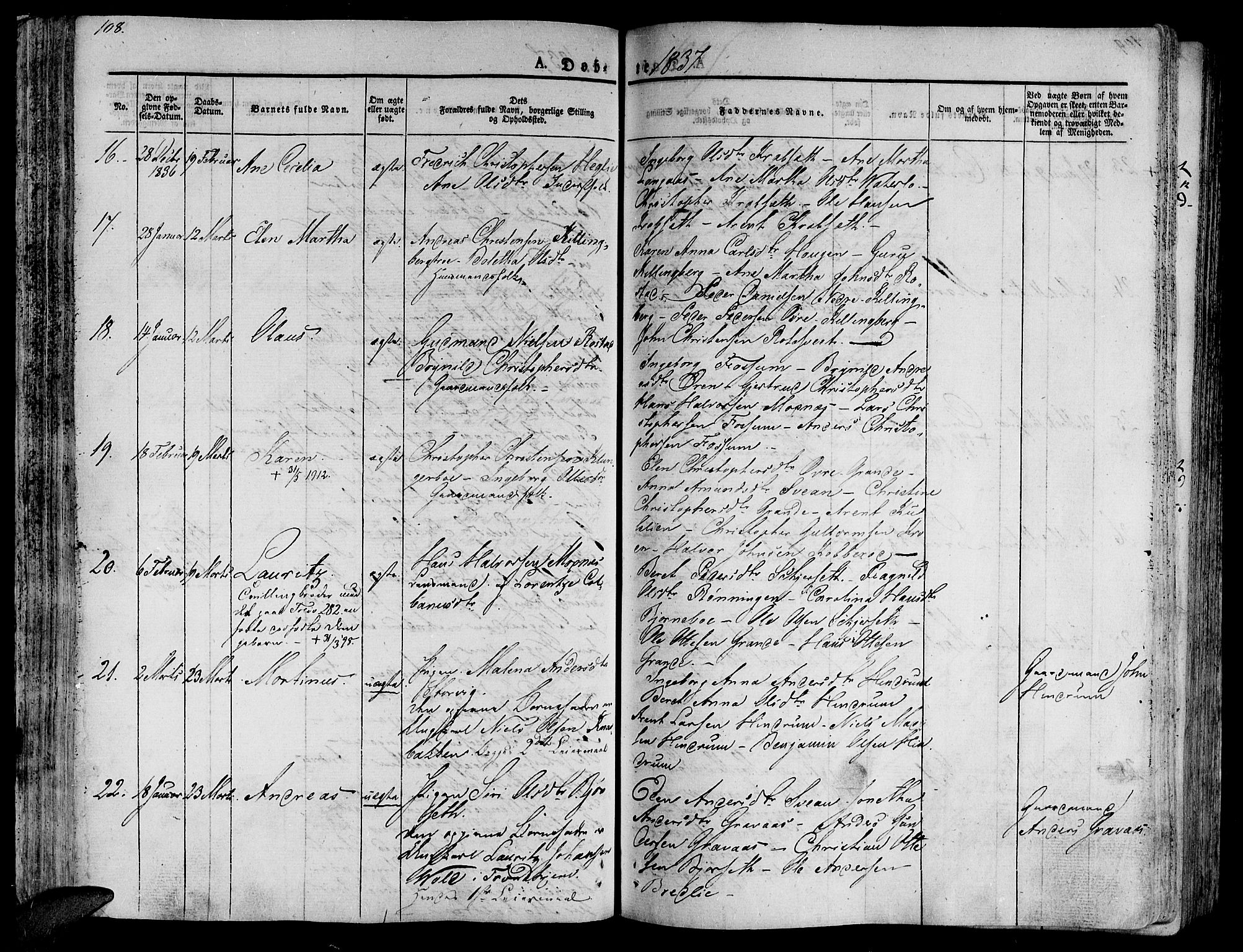 Ministerialprotokoller, klokkerbøker og fødselsregistre - Nord-Trøndelag, SAT/A-1458/701/L0006: Parish register (official) no. 701A06, 1825-1841, p. 108
