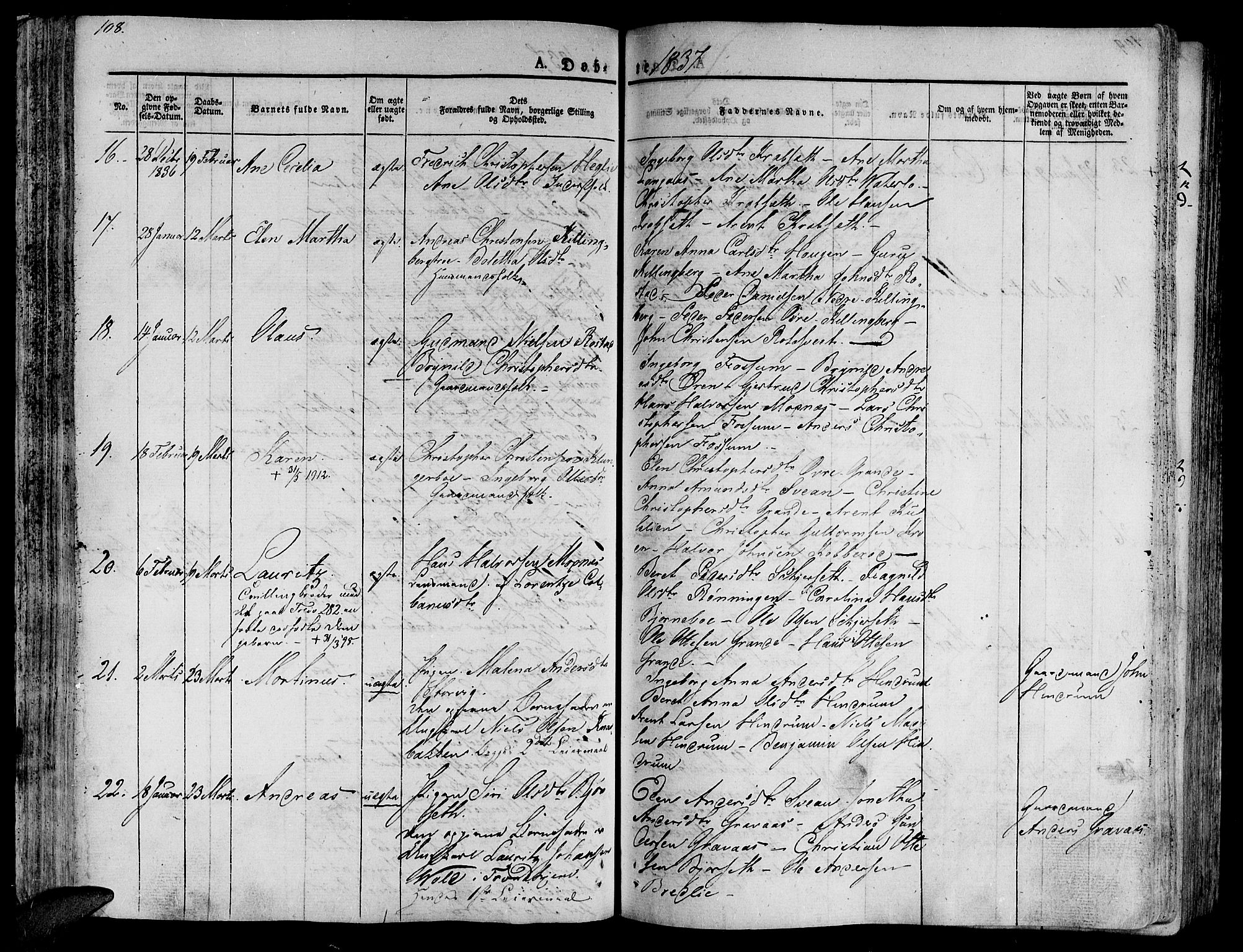 Ministerialprotokoller, klokkerbøker og fødselsregistre - Nord-Trøndelag, AV/SAT-A-1458/701/L0006: Parish register (official) no. 701A06, 1825-1841, p. 108