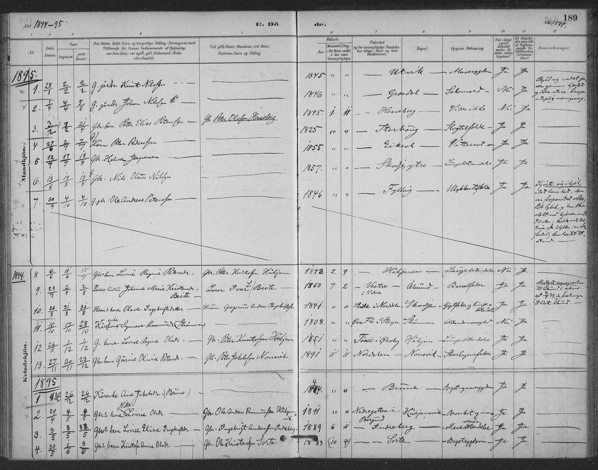 Ministerialprotokoller, klokkerbøker og fødselsregistre - Møre og Romsdal, AV/SAT-A-1454/524/L0356: Parish register (official) no. 524A08, 1880-1899, p. 189