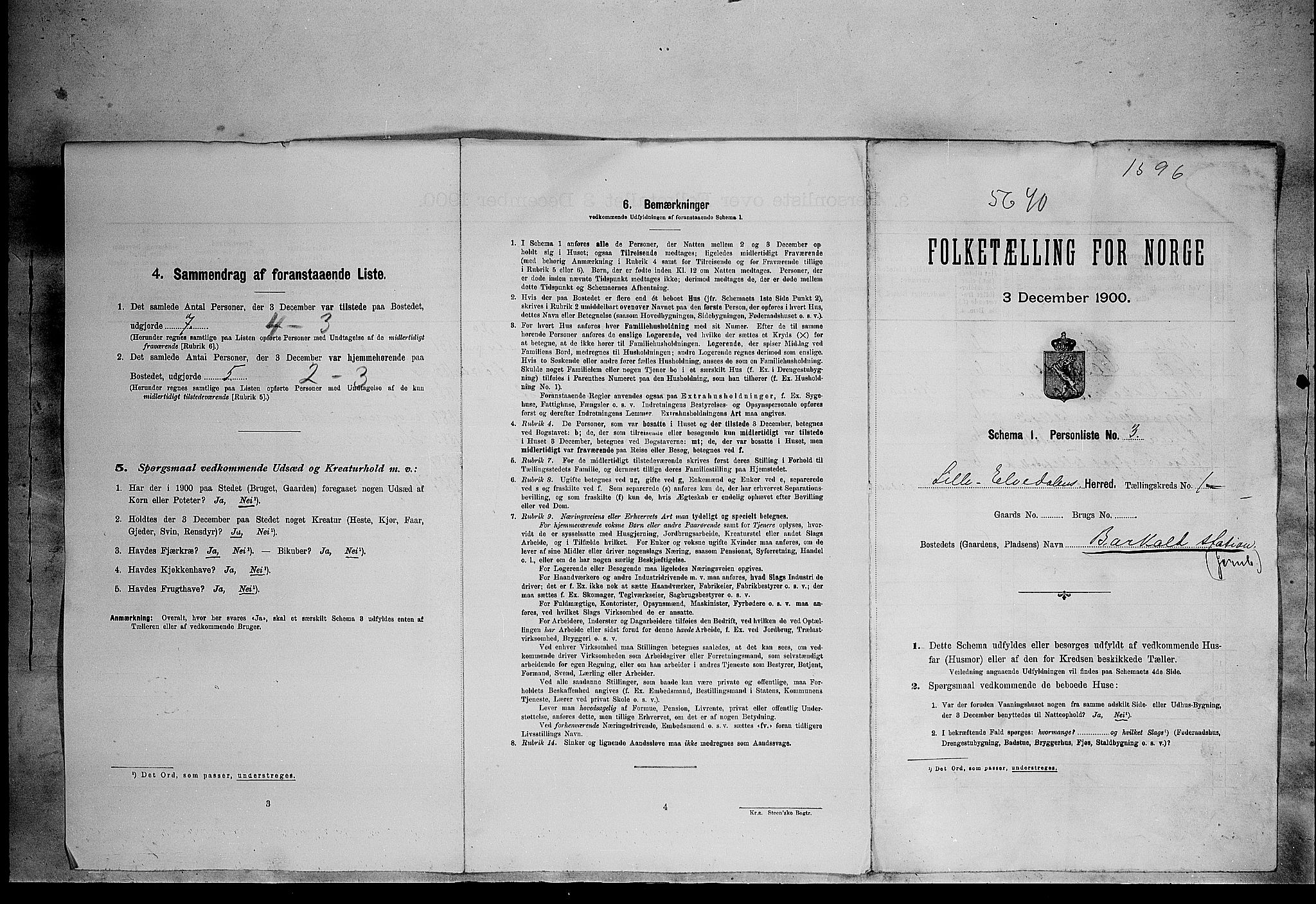 SAH, 1900 census for Lille Elvedalen, 1900, p. 54