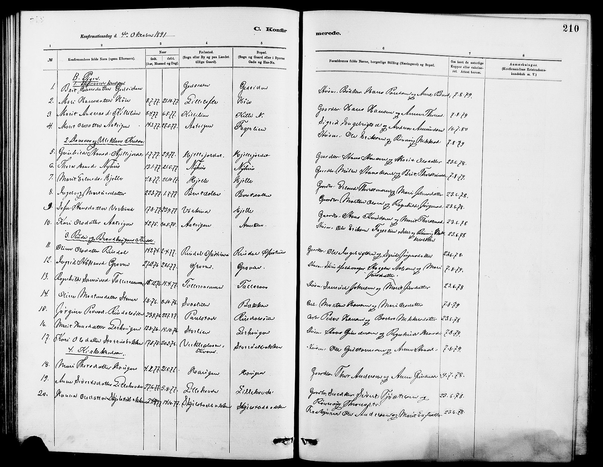 Dovre prestekontor, SAH/PREST-066/H/Ha/Hab/L0002: Parish register (copy) no. 2, 1881-1907, p. 210