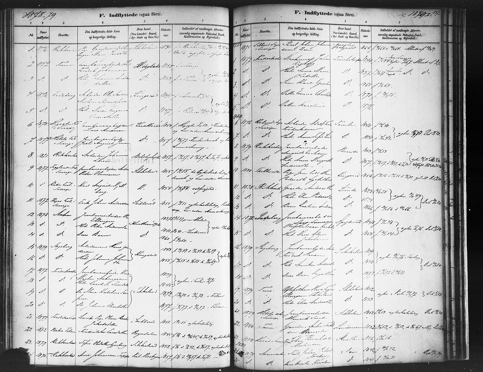 Varteig prestekontor Kirkebøker, SAO/A-10447a/F/Fa/L0002: Parish register (official) no. 2, 1878-1899, p. 237