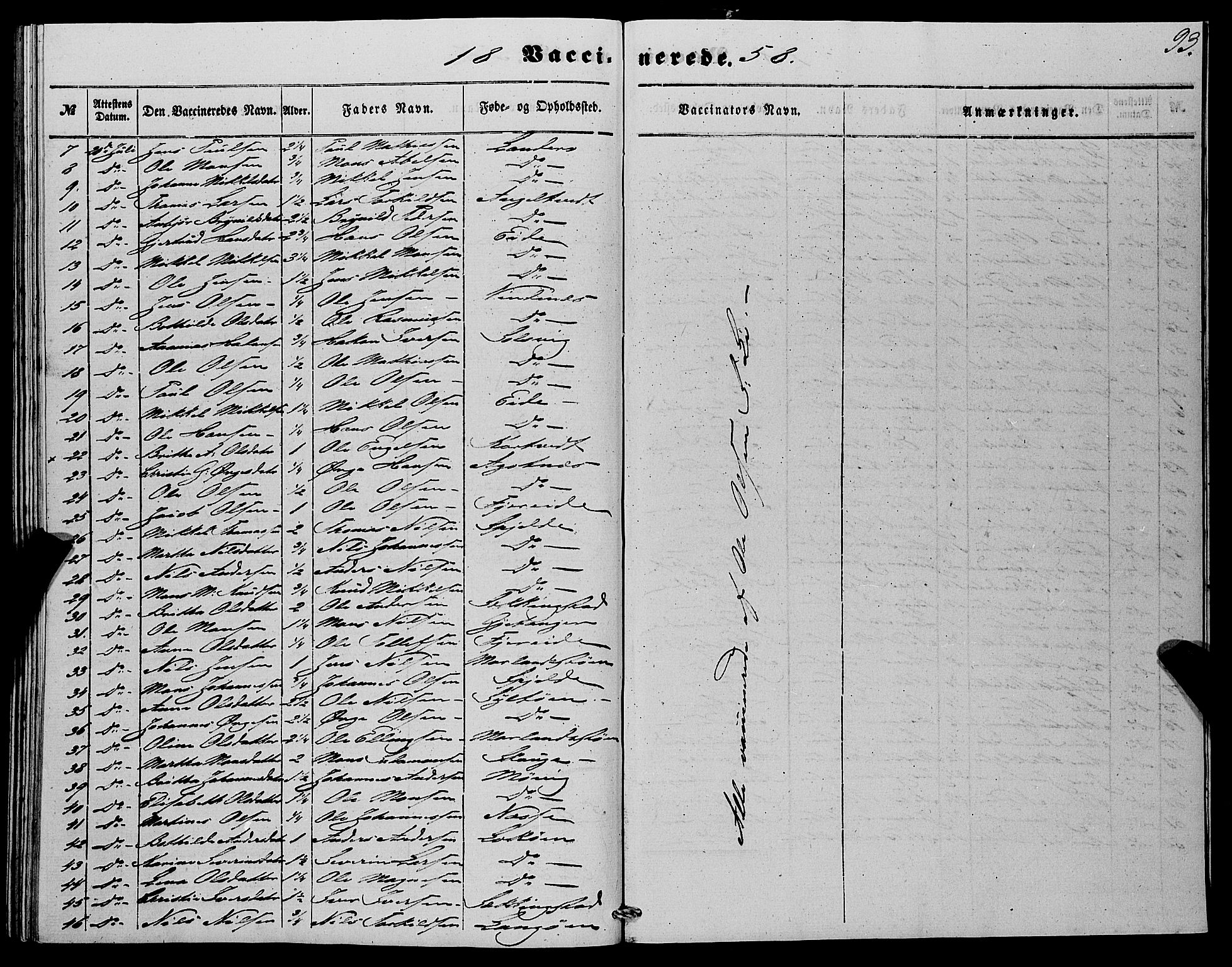 Fjell sokneprestembete, SAB/A-75301/H/Haa: Parish register (official) no. A 4, 1851-1870, p. 93
