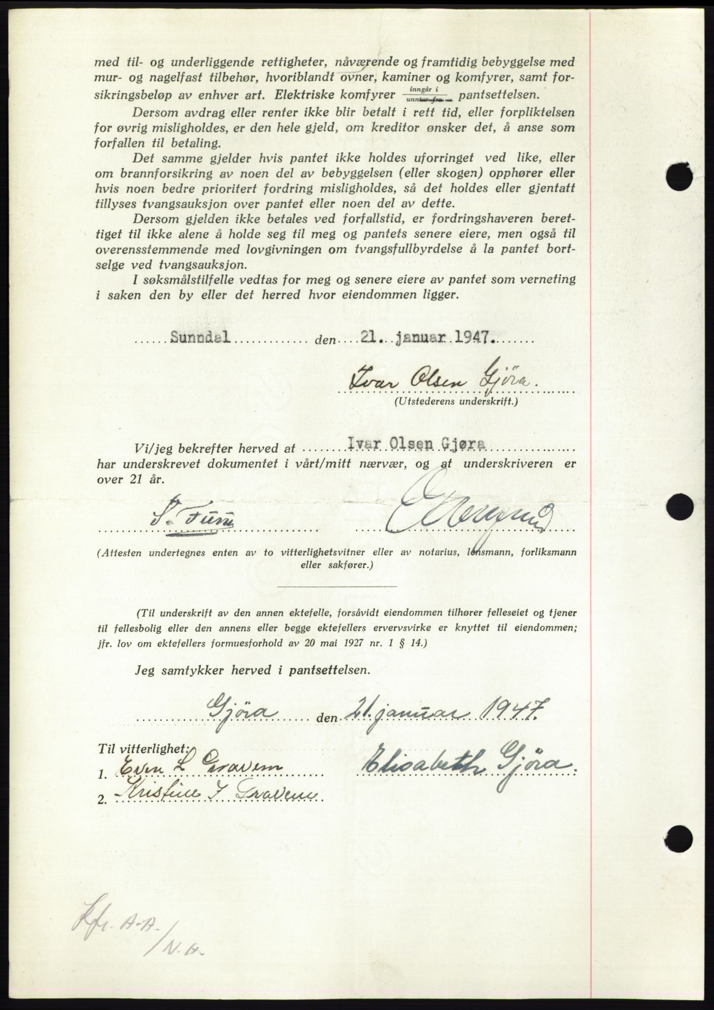 Nordmøre sorenskriveri, AV/SAT-A-4132/1/2/2Ca: Mortgage book no. B95, 1946-1947, Diary no: : 482/1947