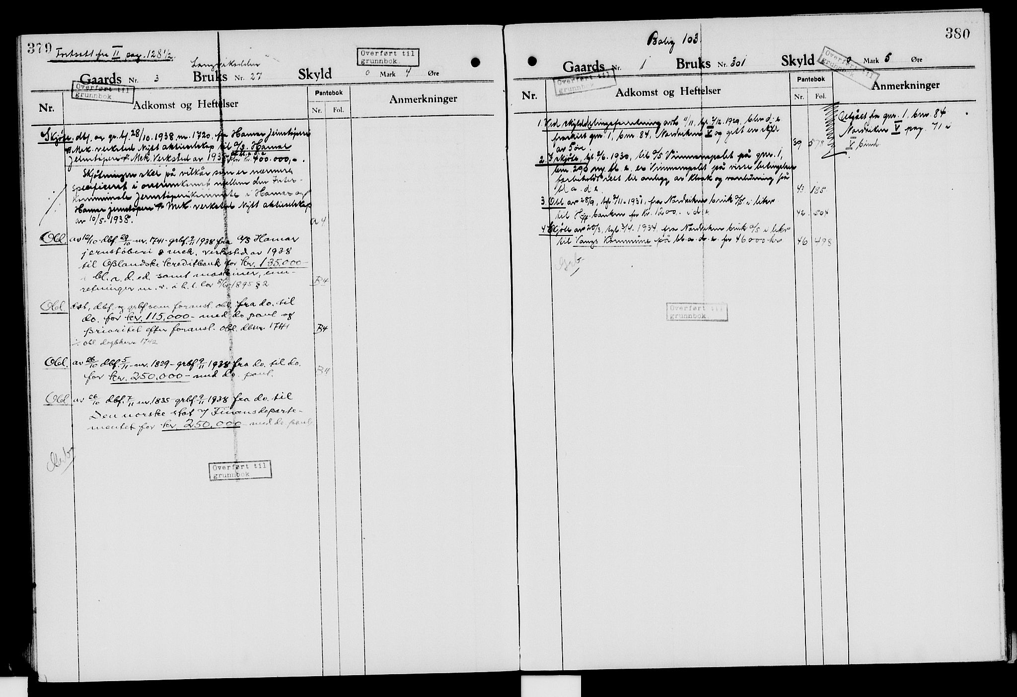 Nord-Hedmark sorenskriveri, SAH/TING-012/H/Ha/Had/Hade/L0007: Mortgage register no. 4.7, 1924-1940, p. 379-380