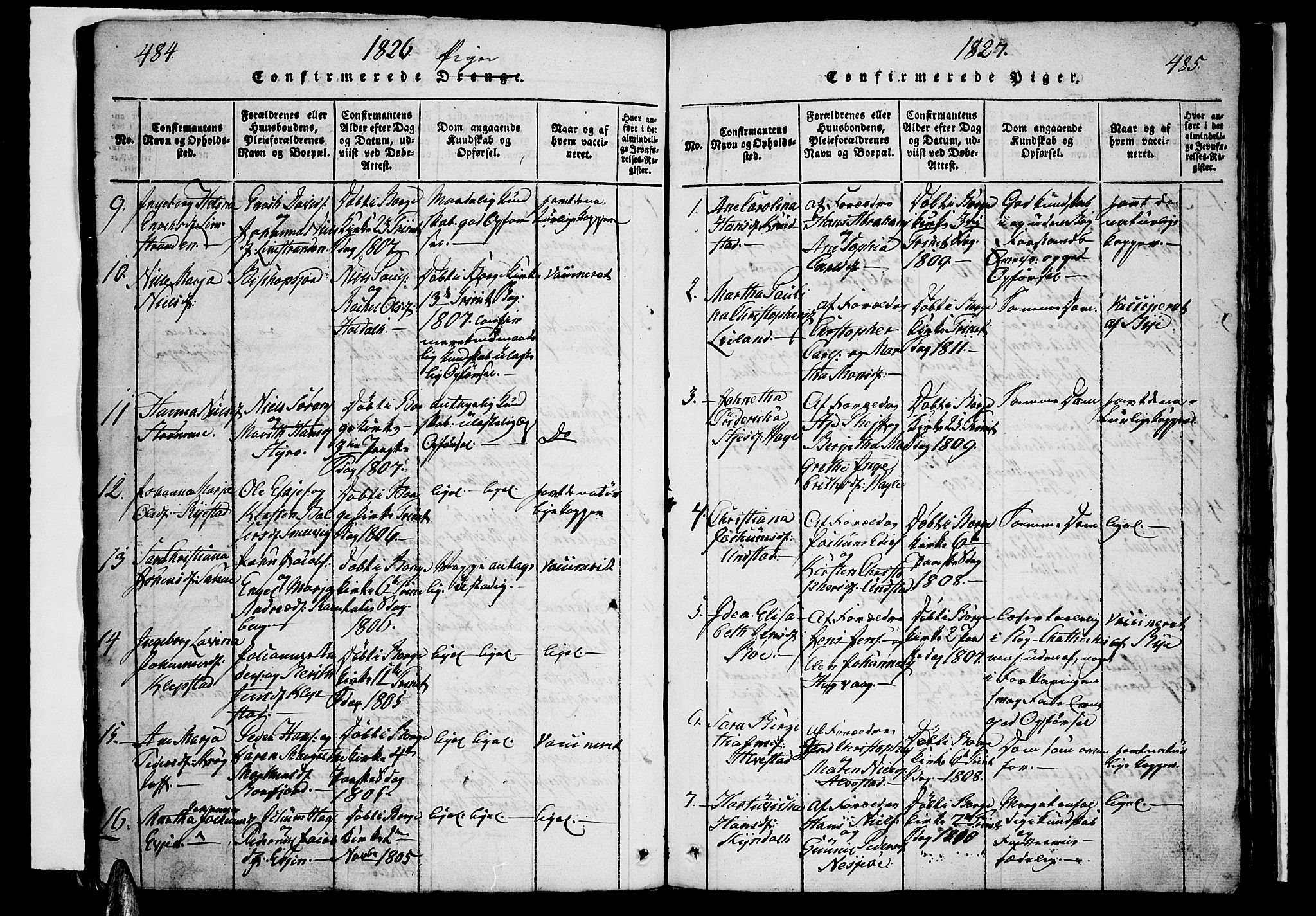 Ministerialprotokoller, klokkerbøker og fødselsregistre - Nordland, SAT/A-1459/880/L1130: Parish register (official) no. 880A04, 1821-1843, p. 484-485