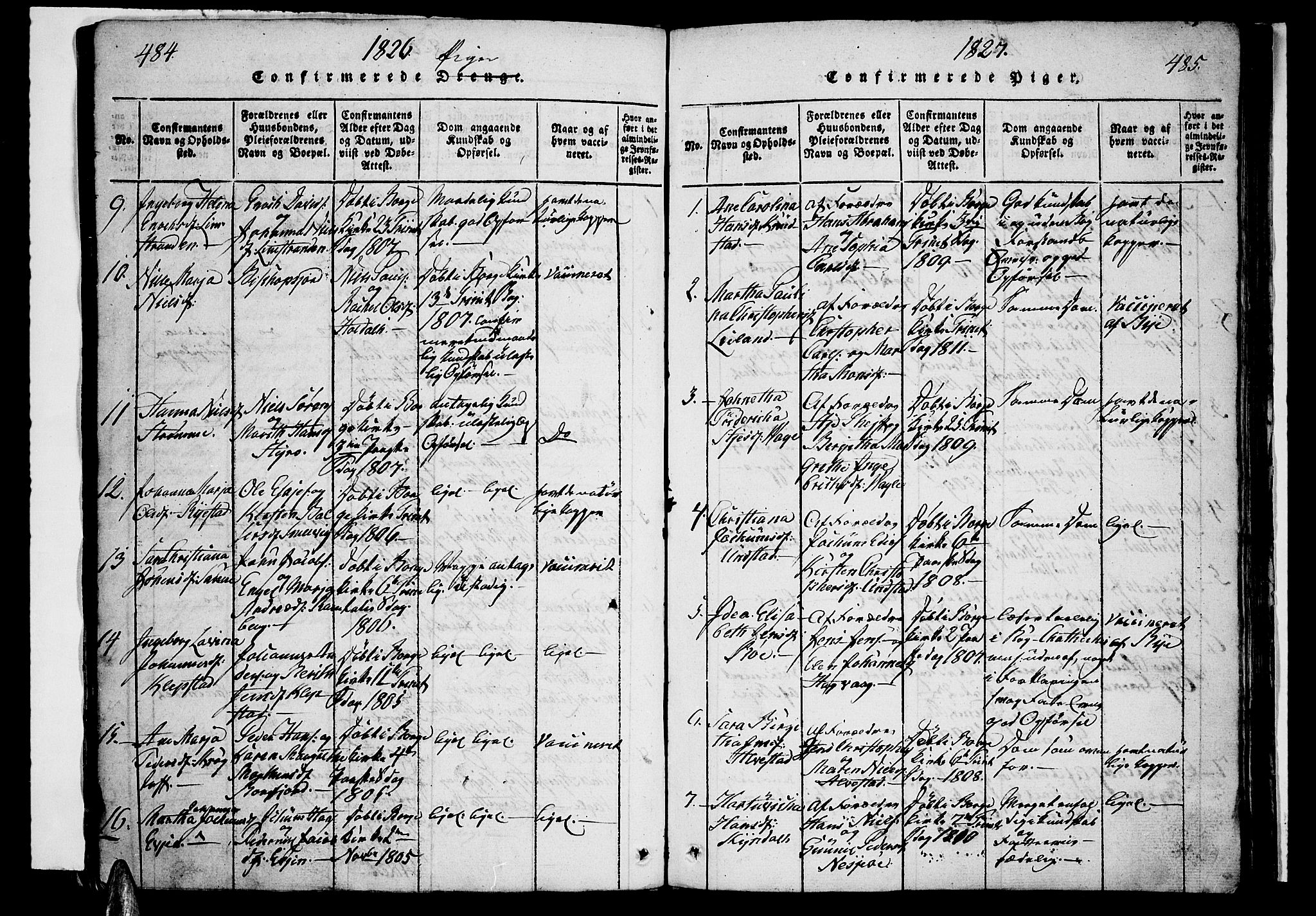 Ministerialprotokoller, klokkerbøker og fødselsregistre - Nordland, AV/SAT-A-1459/880/L1130: Parish register (official) no. 880A04, 1821-1843, p. 484-485