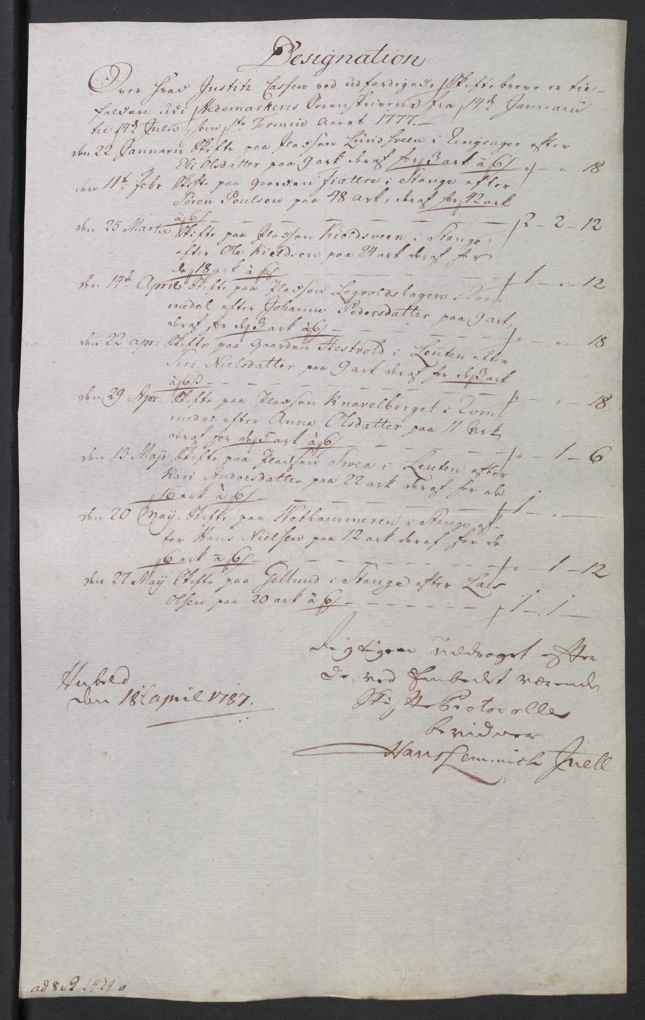 Rentekammeret inntil 1814, Reviderte regnskaper, Mindre regnskaper, AV/RA-EA-4068/Rb/L0014: Opplands amt, 1771-1779, p. 702