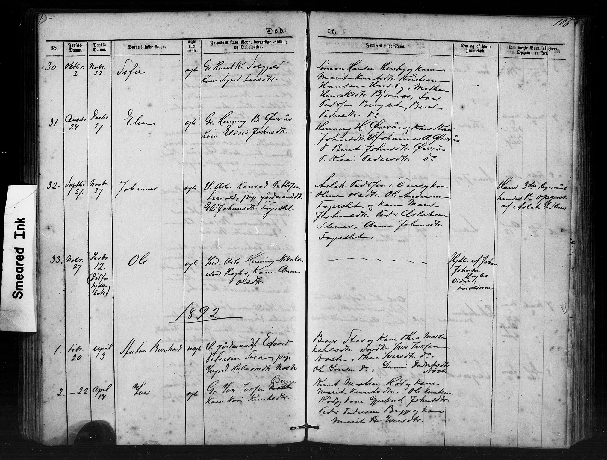 Ministerialprotokoller, klokkerbøker og fødselsregistre - Møre og Romsdal, SAT/A-1454/552/L0638: Parish register (copy) no. 552C01, 1867-1902, p. 106