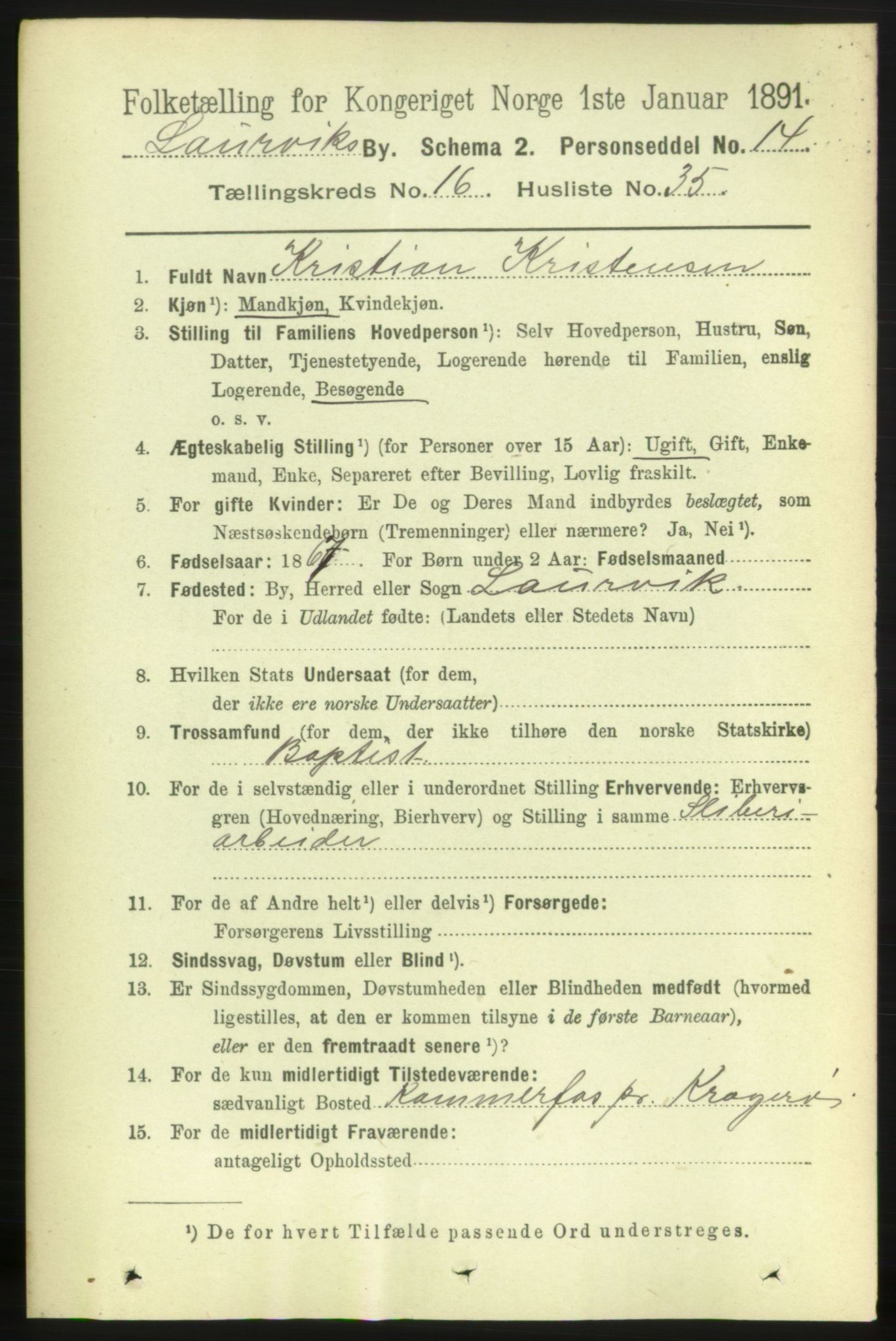 RA, 1891 census for 0707 Larvik, 1891, p. 11917