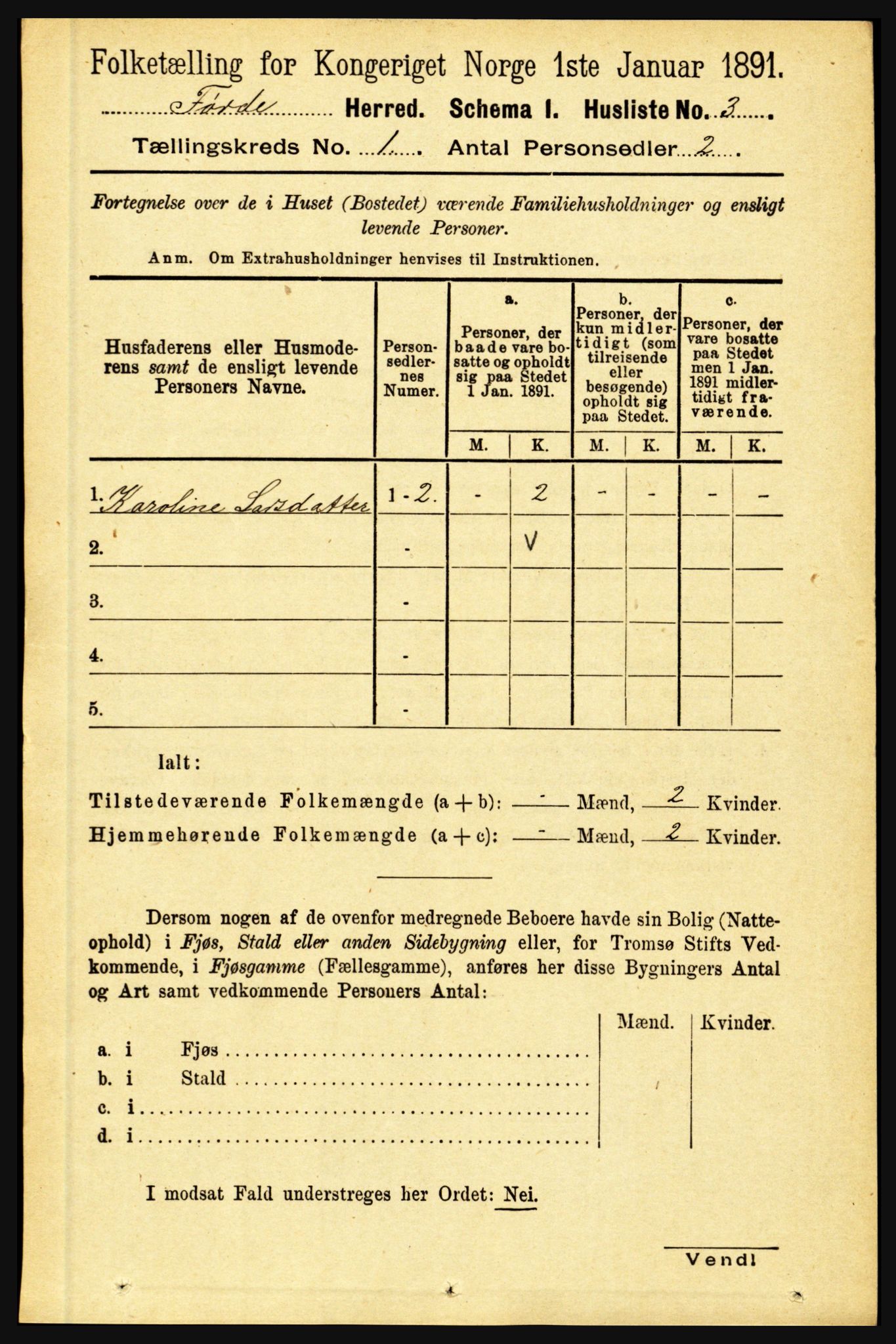 RA, 1891 census for 1432 Førde, 1891, p. 46