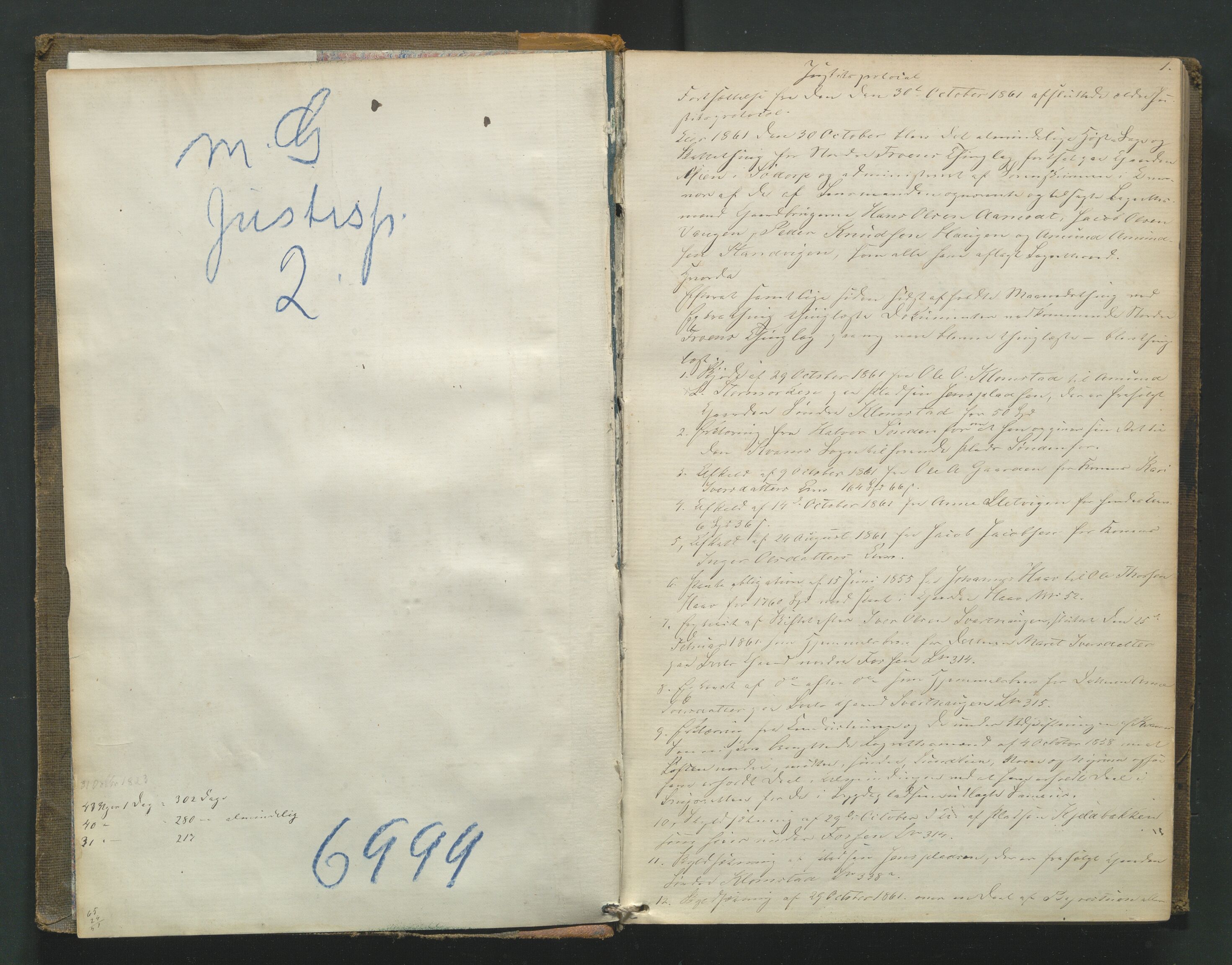 Mellom-Gudbrandsdal sorenskriveri, SAH/TING-038/G/Gb/L0003: Tingbok, 1861-1869, p. 1a